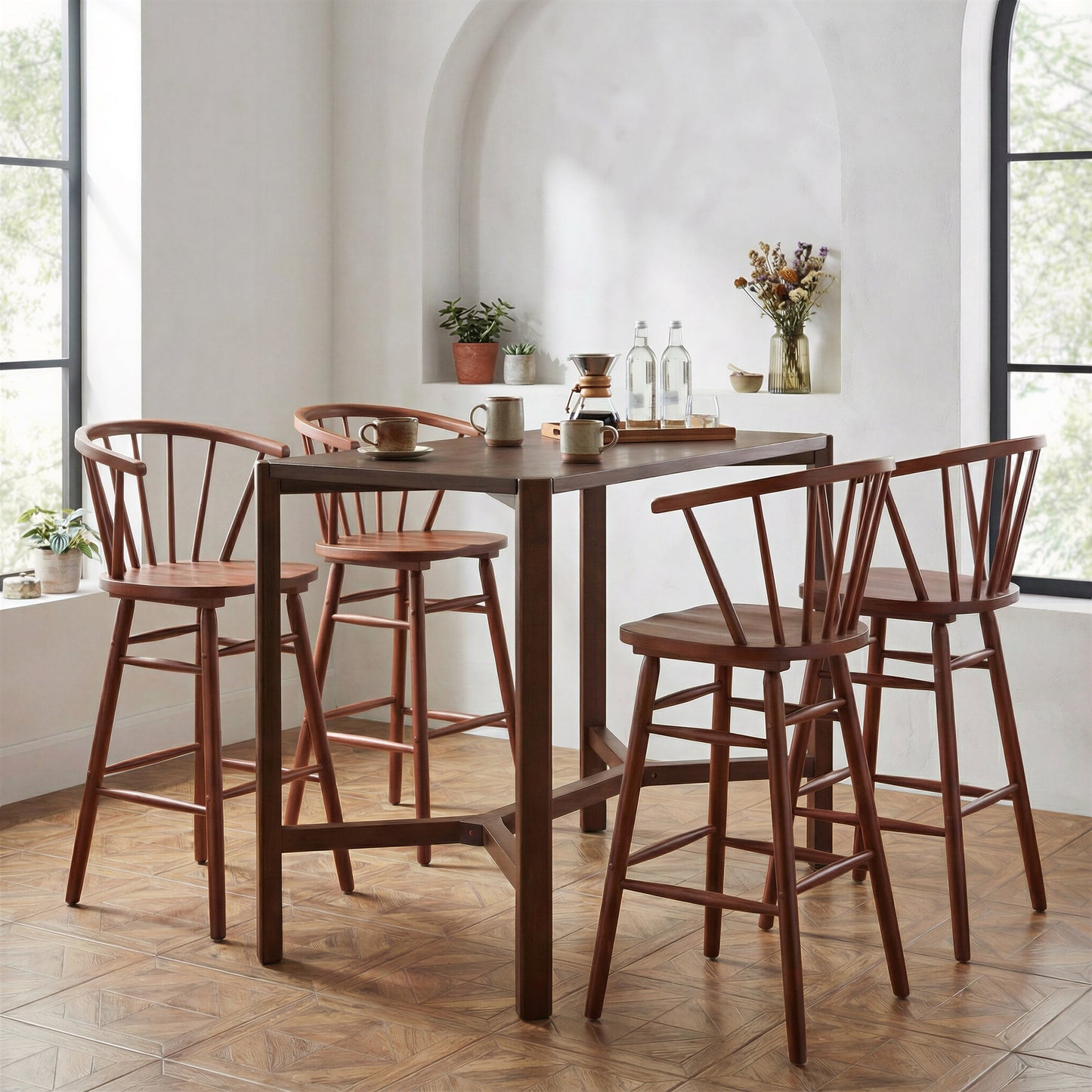 Stenger Walnut Barstool (Set of 2) - Ornate Home