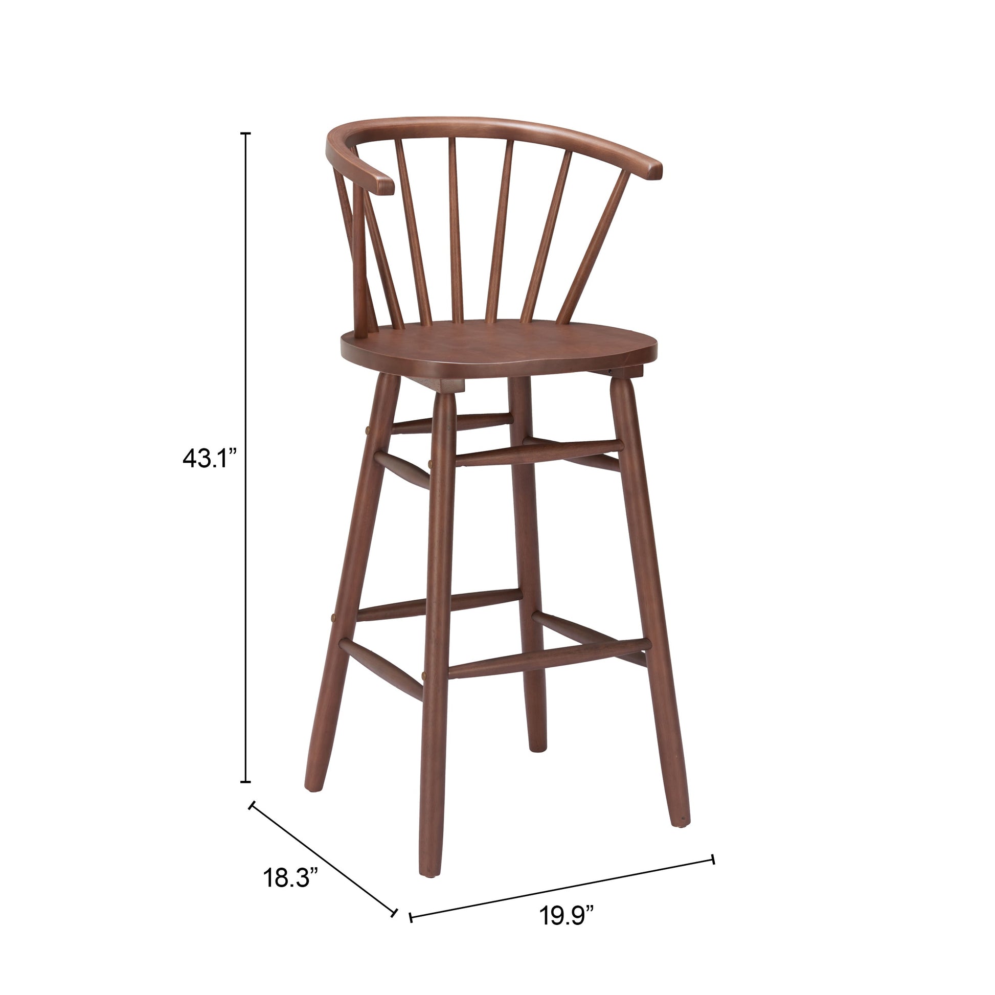 Stenger Walnut Barstool (Set of 2) - Ornate Home