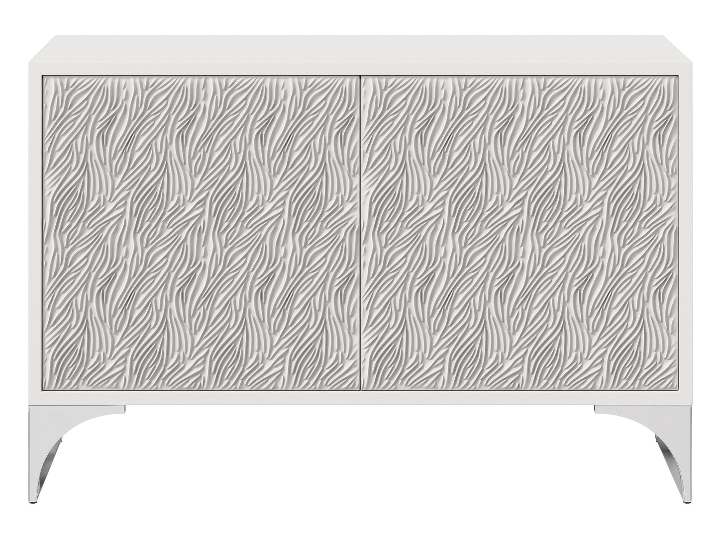 Stratum Polished Nickel/Fossil Door Chest - Ornate Home