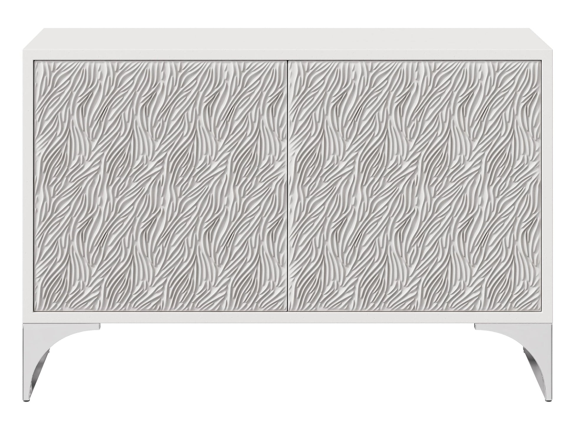 Stratum Polished Nickel/Fossil Door Chest - Ornate Home