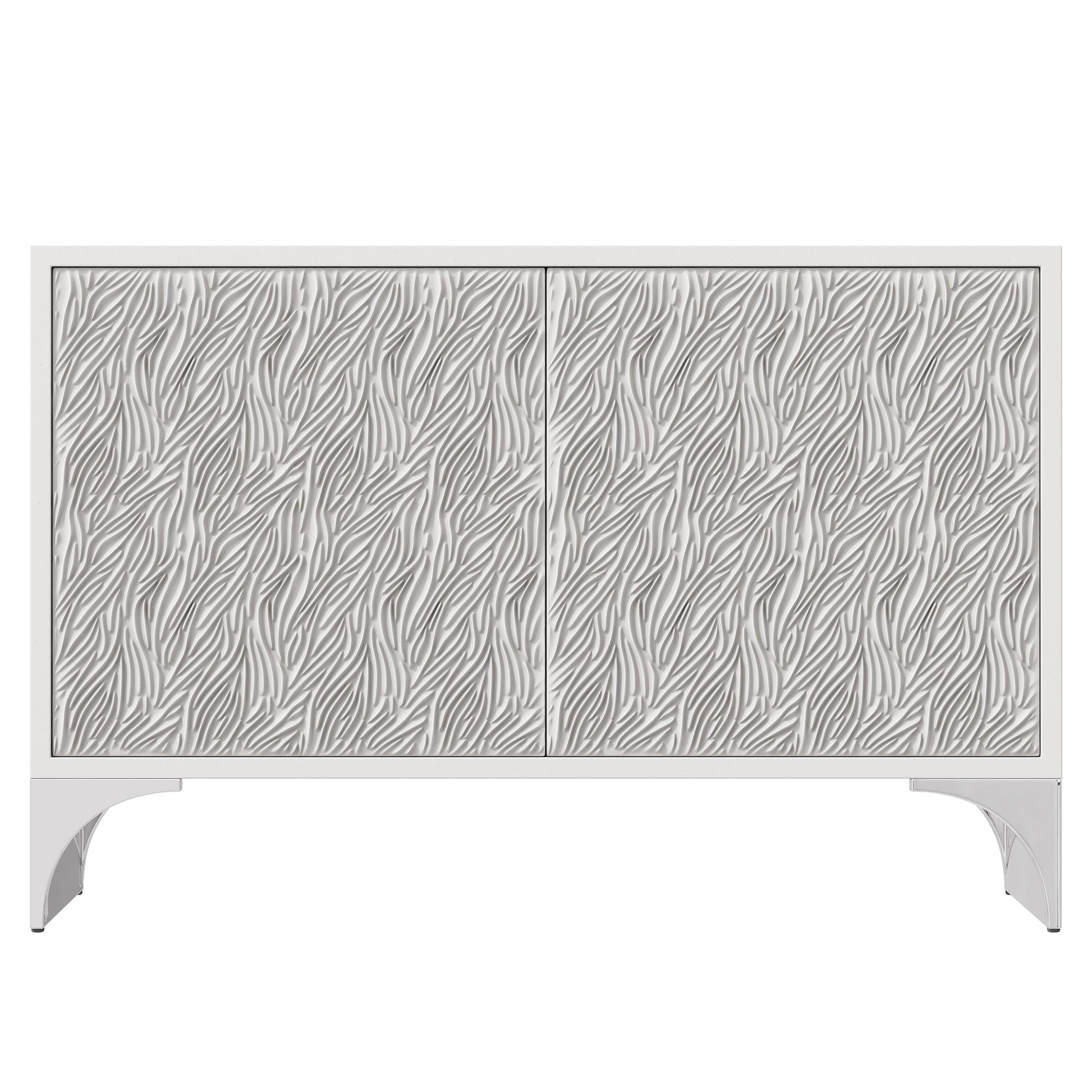 Stratum Polished Nickel/Fossil Door Chest - Ornate Home