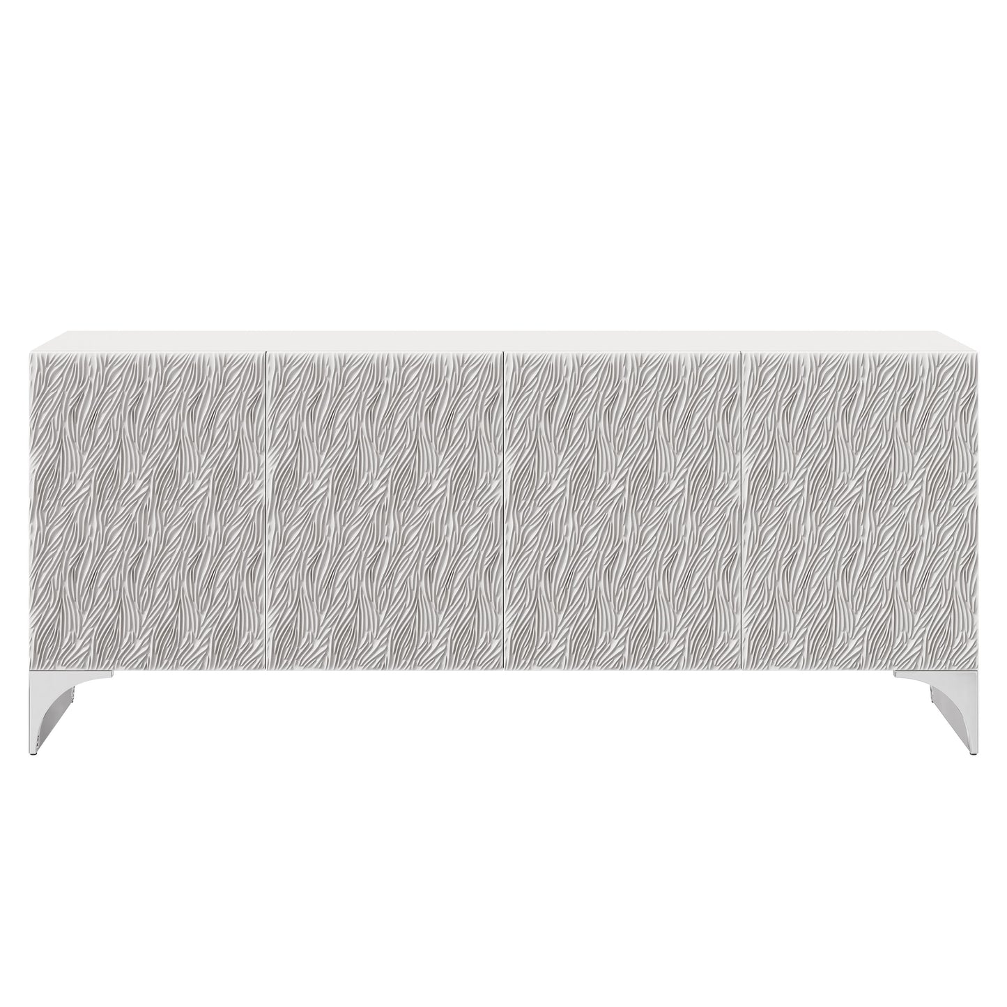Stratum Polished Nickel/Fossil Entertainment Credenza - Ornate Home