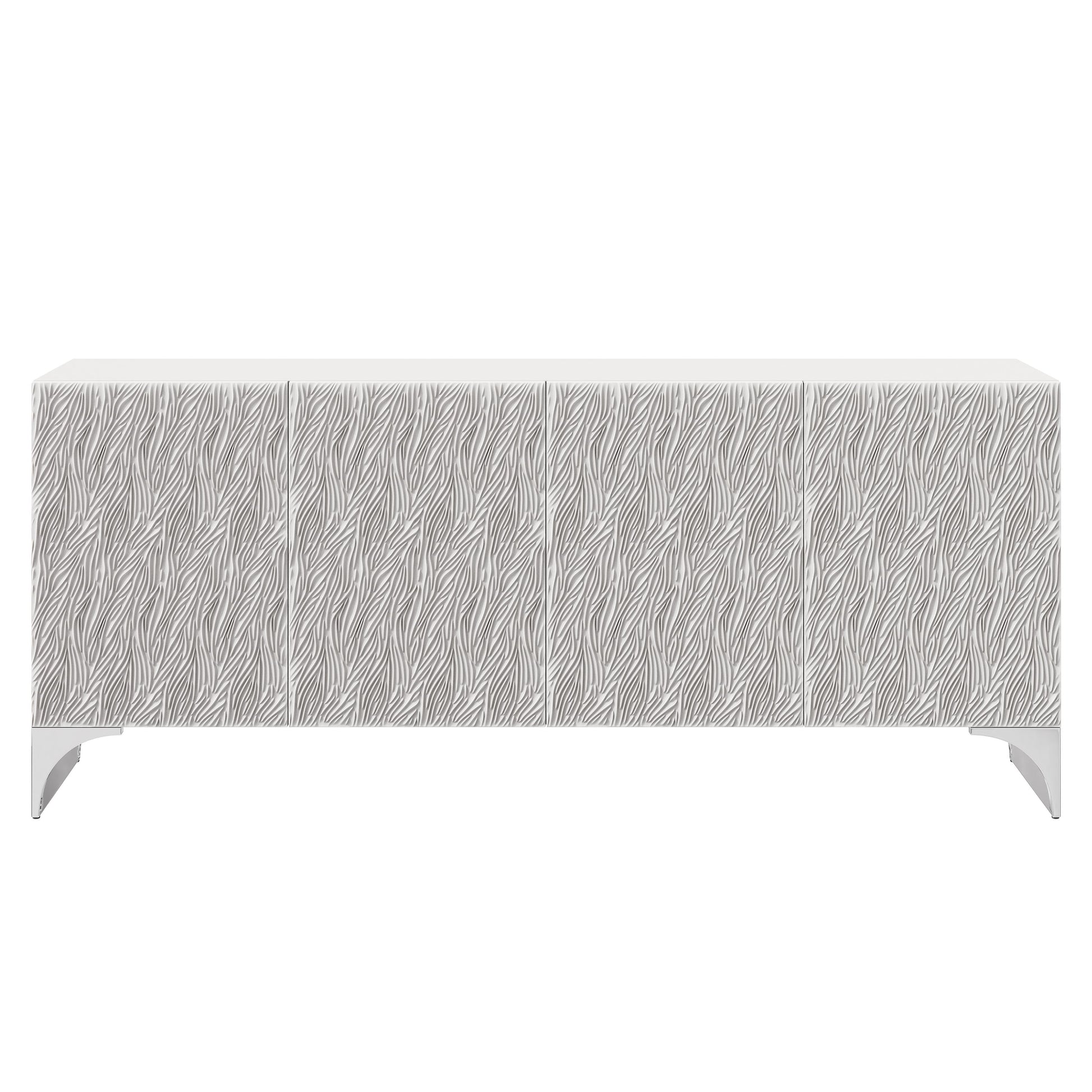 Stratum Polished Nickel/Fossil Entertainment Credenza - Ornate Home