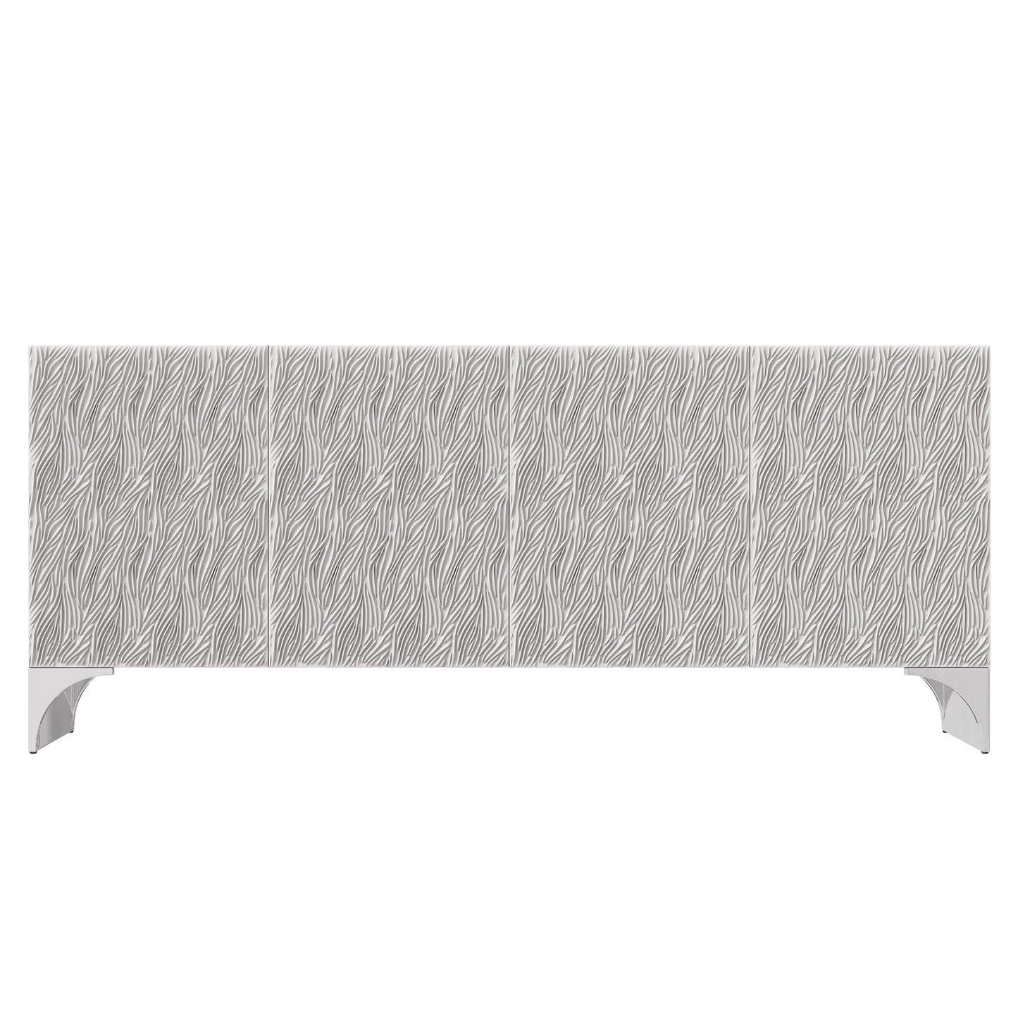 Stratum Polished Nickel/Fossil Entertainment Credenza - Ornate Home