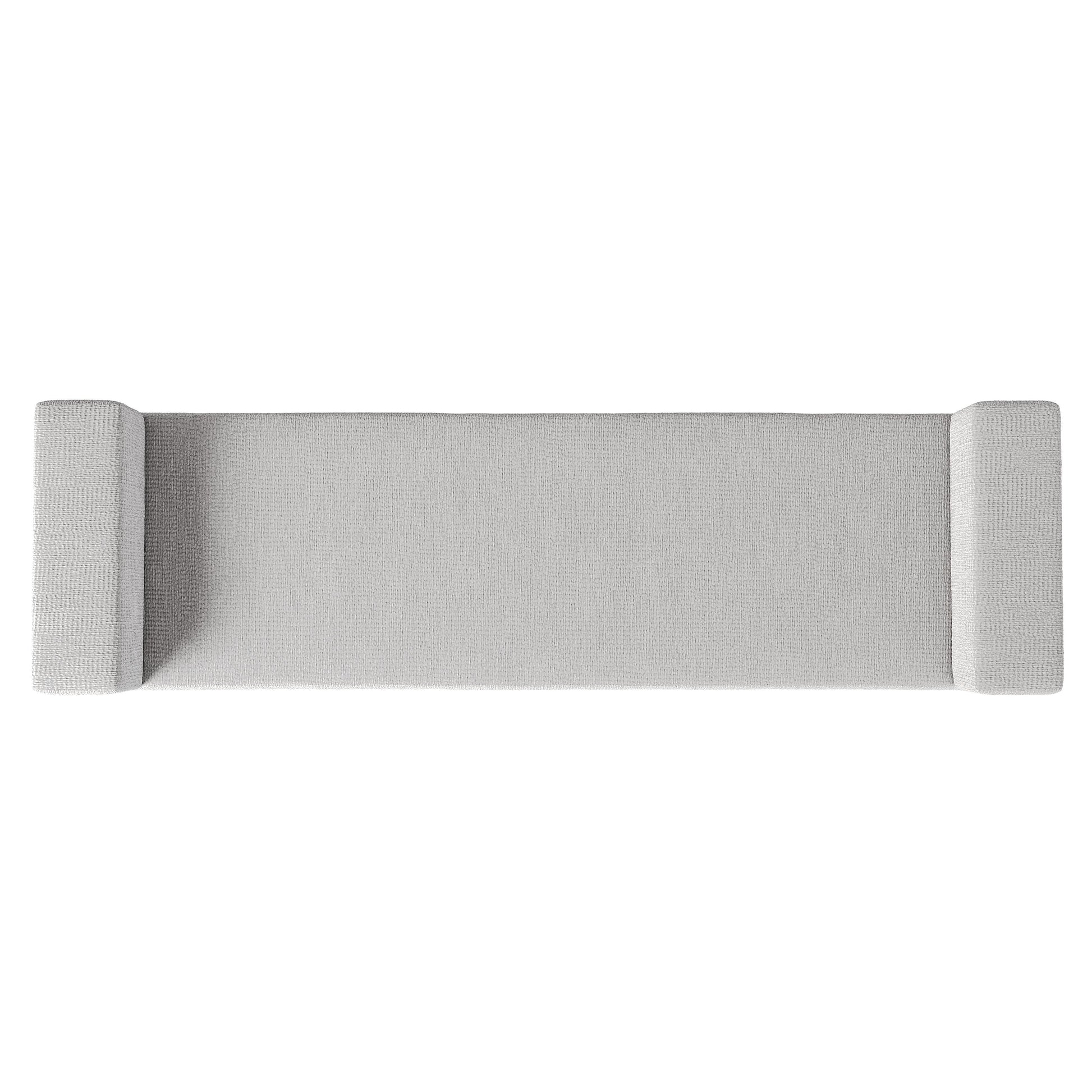 Stratum Polished Nickel/Grey Fabric Bench - Ornate Home
