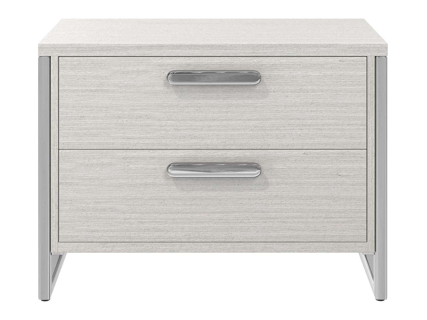 Stratum Polished Nickel/Mist Nightstand (38" W) - Ornate Home