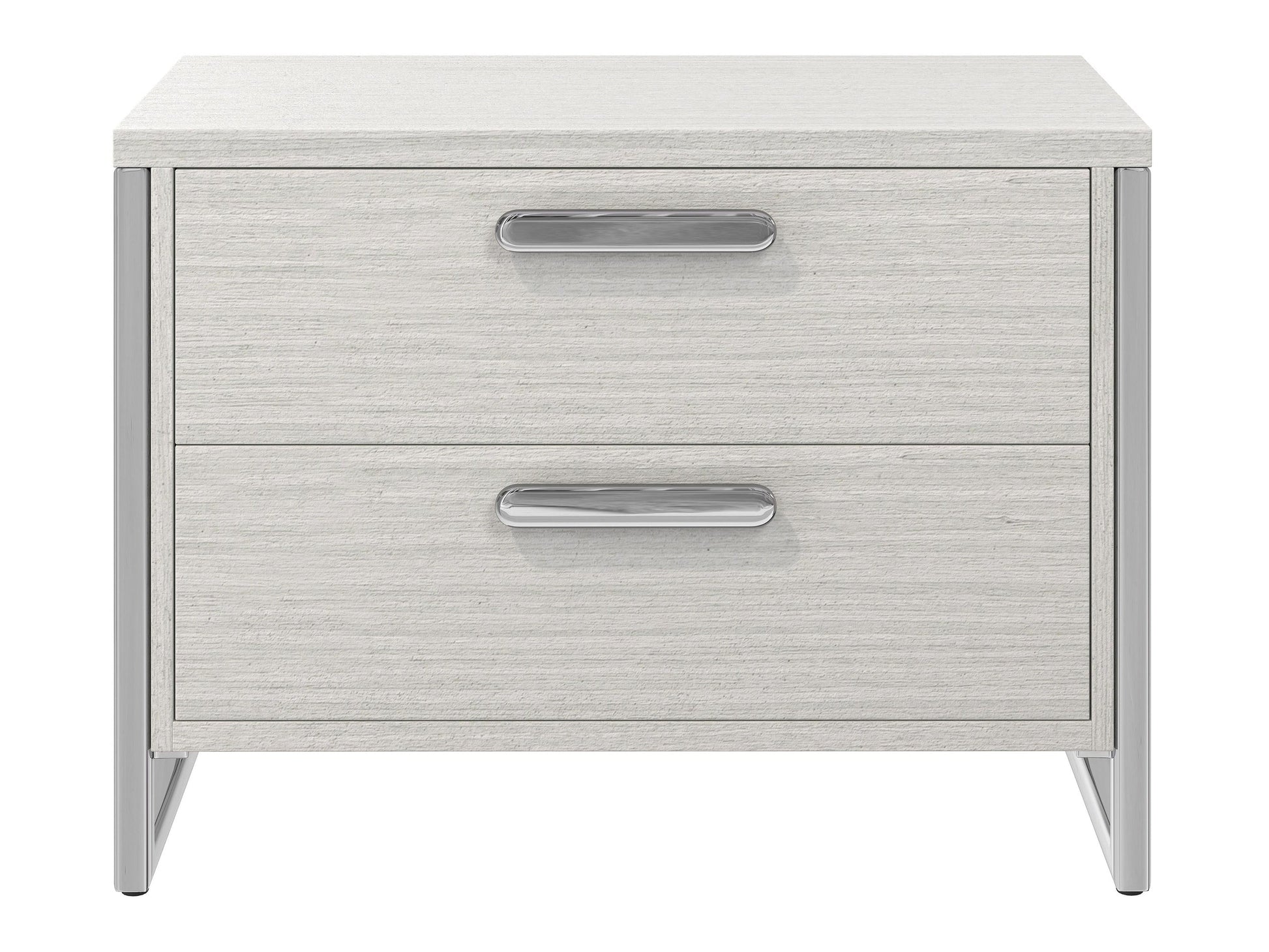Stratum Polished Nickel/Mist Nightstand (38" W) - Ornate Home