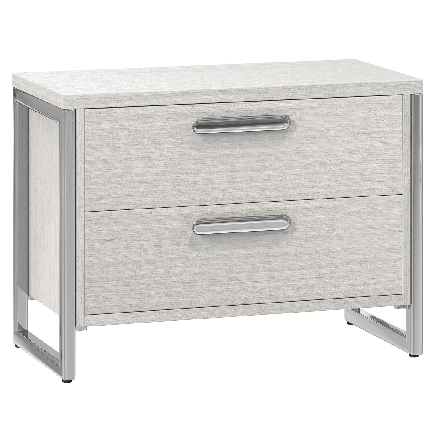 Stratum Polished Nickel/Mist Nightstand (38" W) - Ornate Home