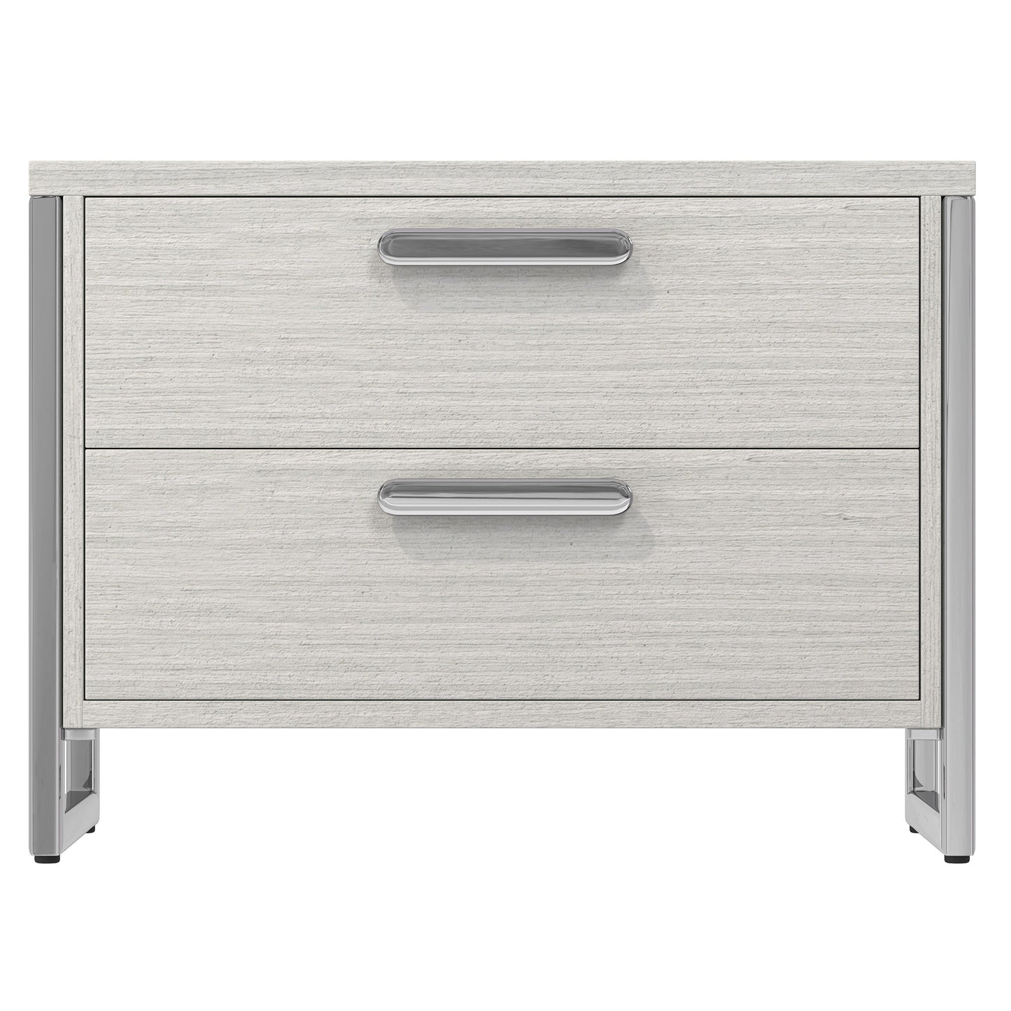 Stratum Polished Nickel/Mist Nightstand (38" W) - Ornate Home