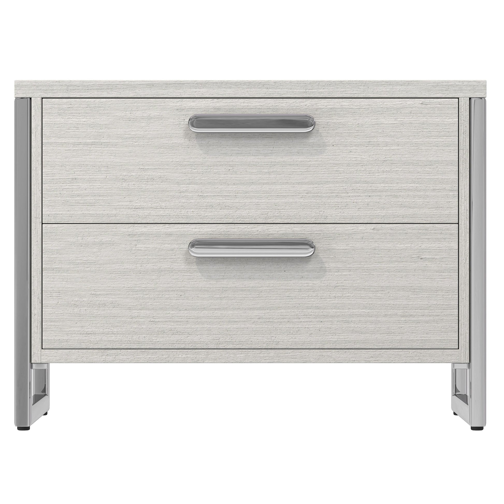 Stratum Polished Nickel/Mist Nightstand (38" W) - Ornate Home