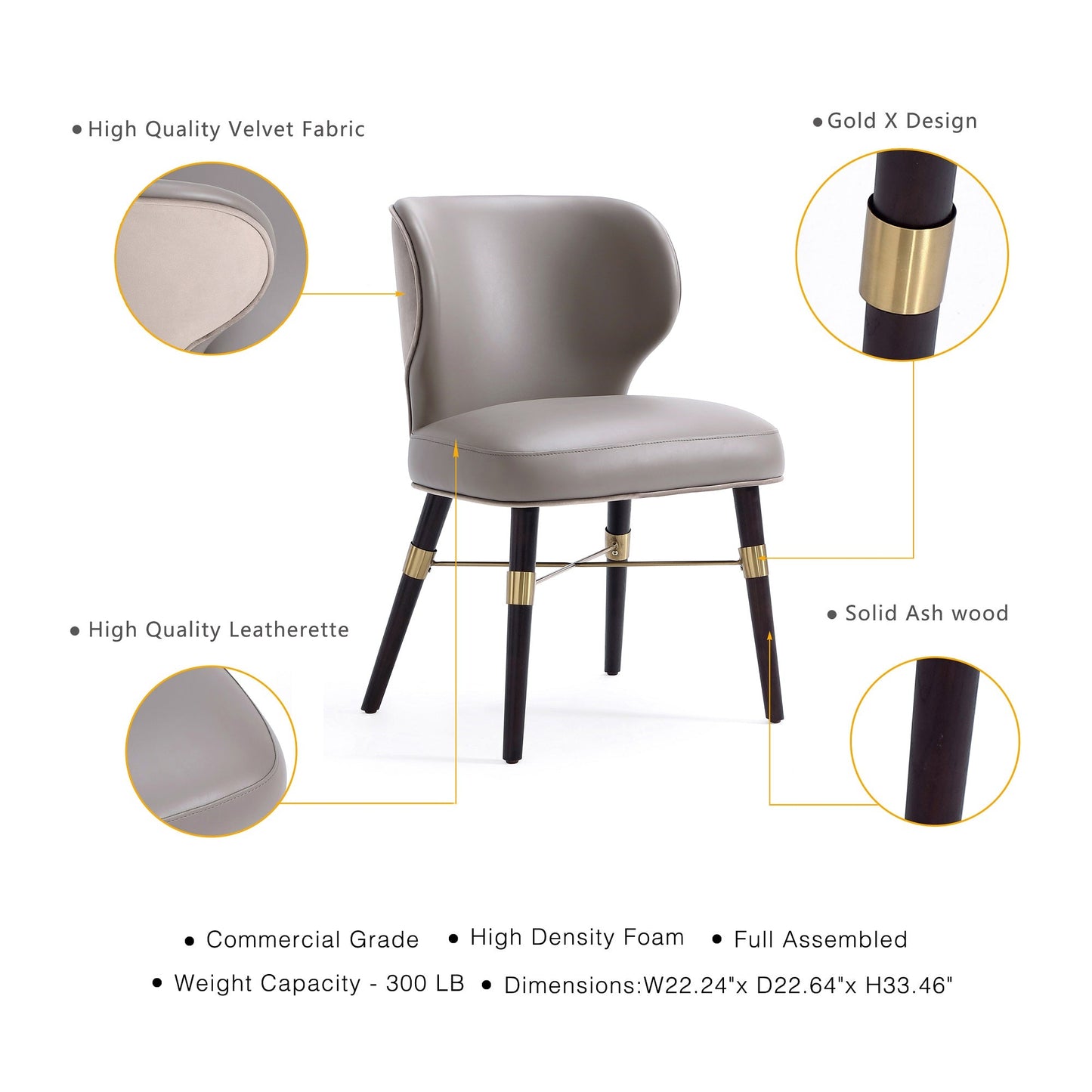 Strine Dining Chair in Dark Taupe (set of 2) - Ornate Home
