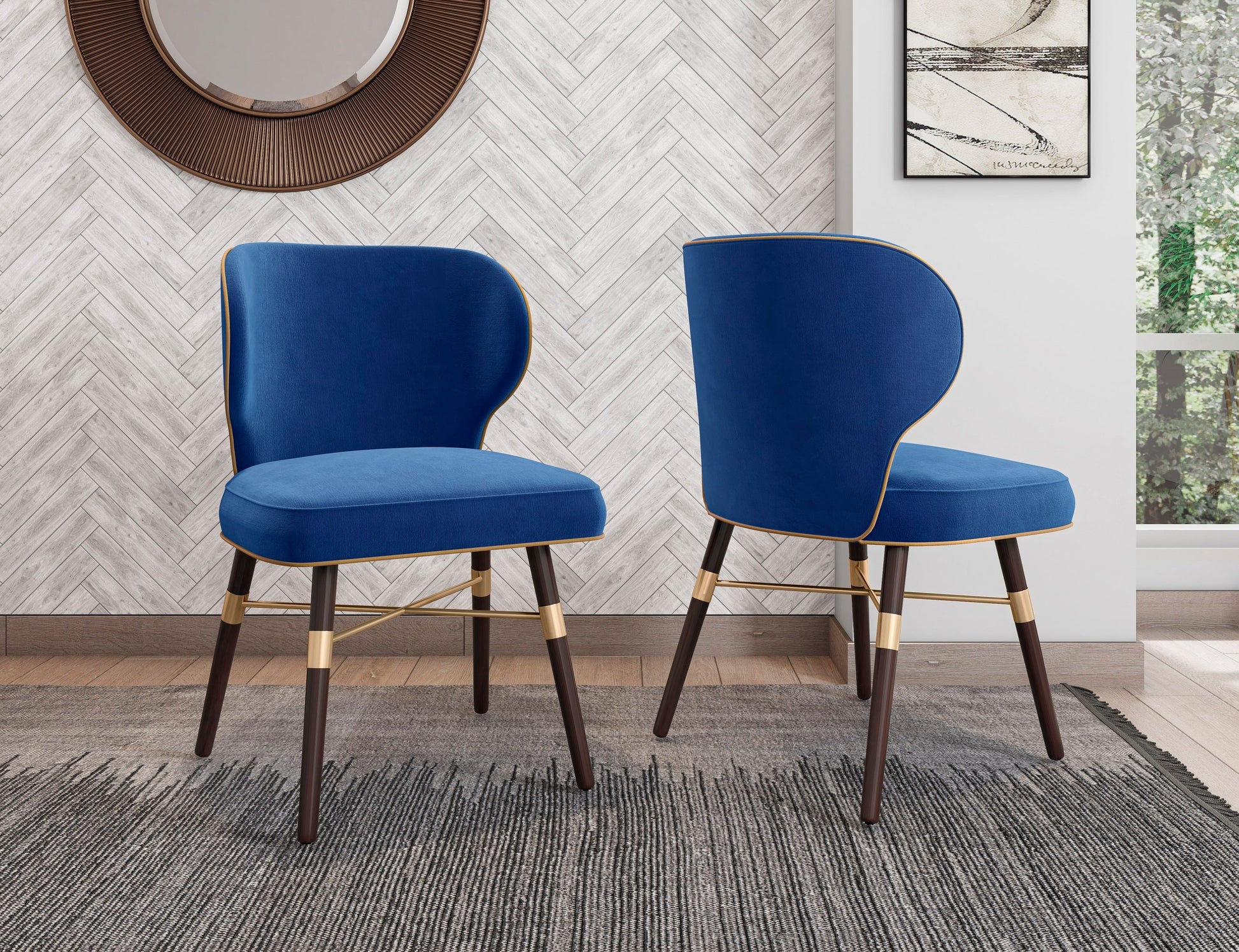 Strine Dining Chair in Royal Blue (set of 2) - Ornate Home