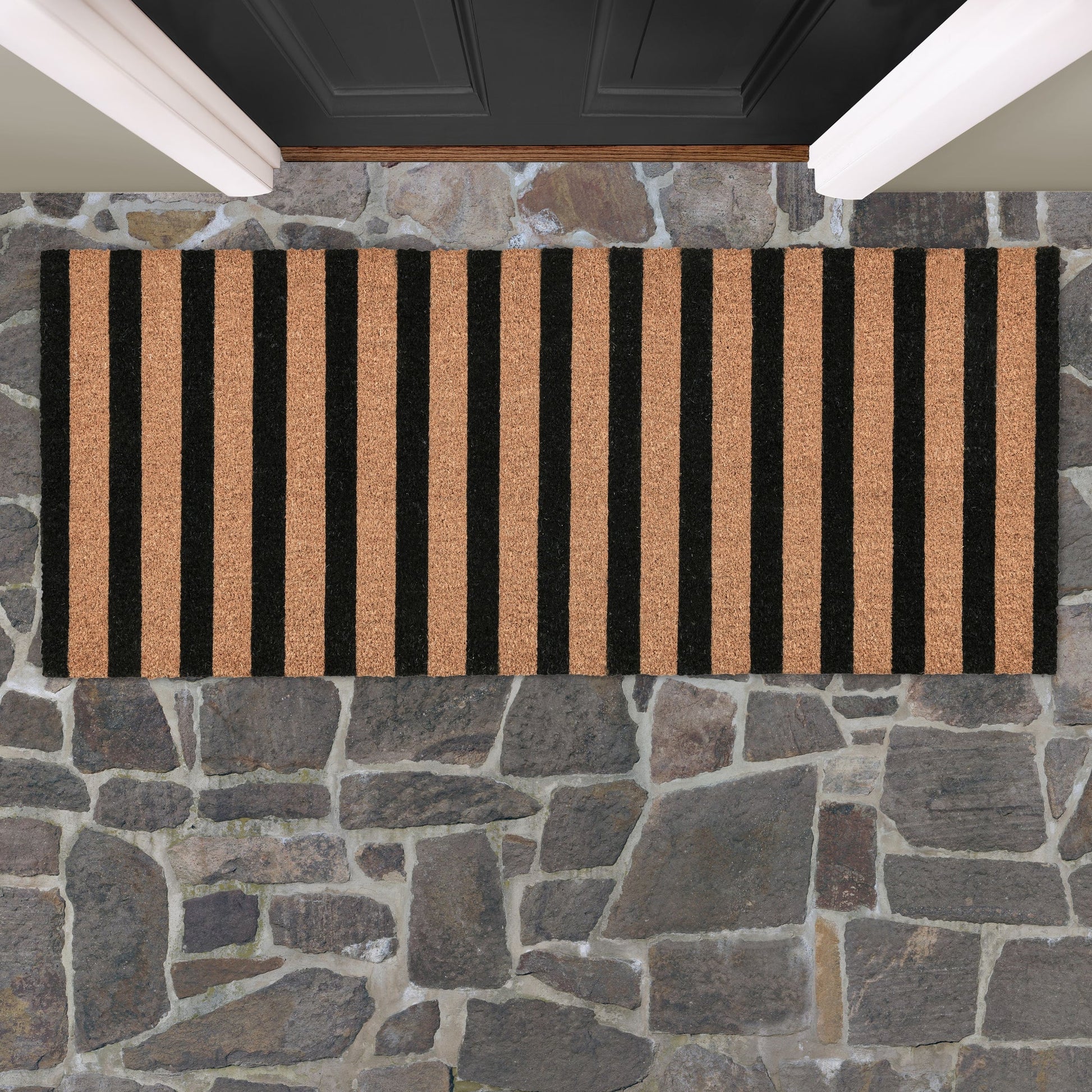 Striped Black/Natural 24x57 Doormat - Ornate Home