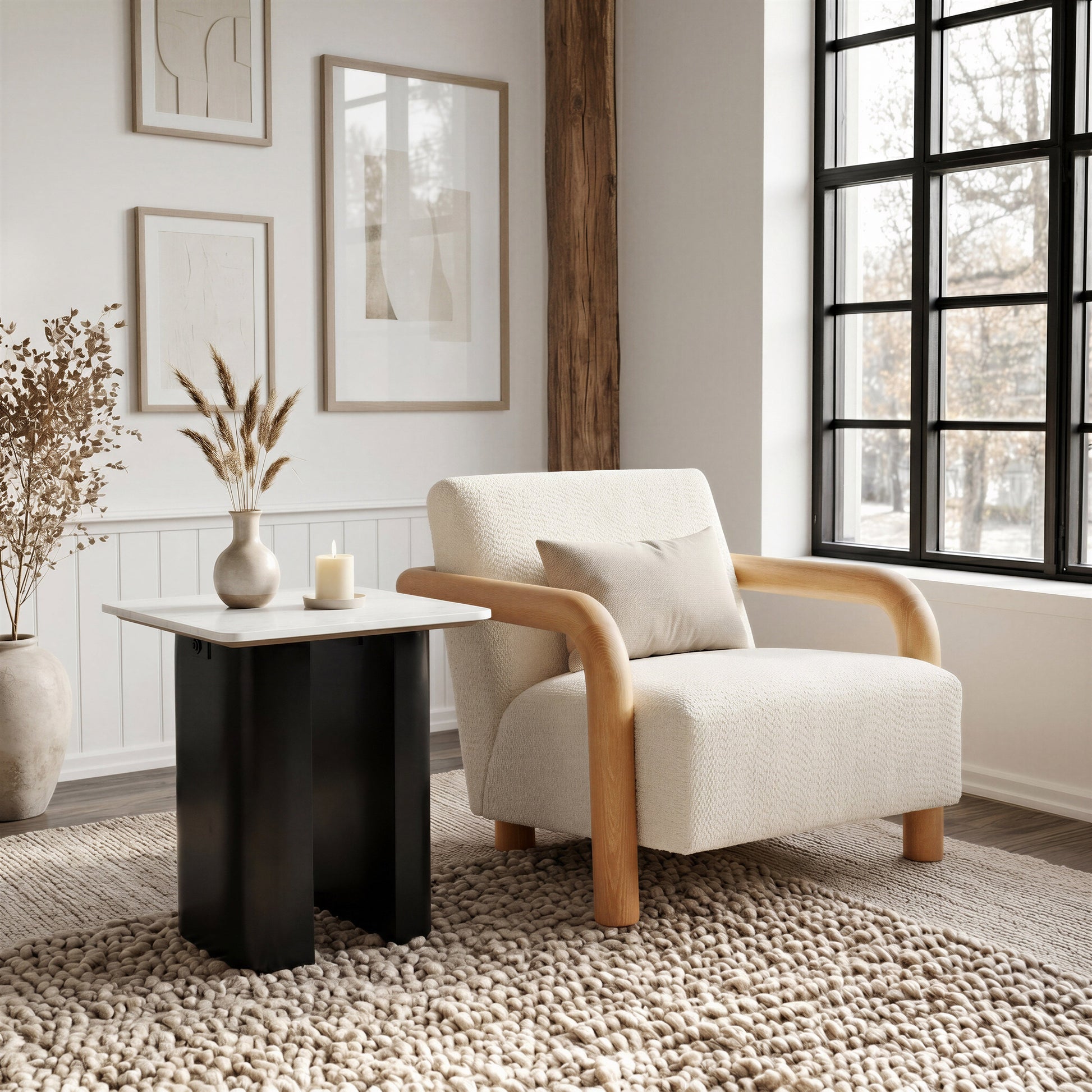 Subliem Cotton White Accent Chair - Ornate Home