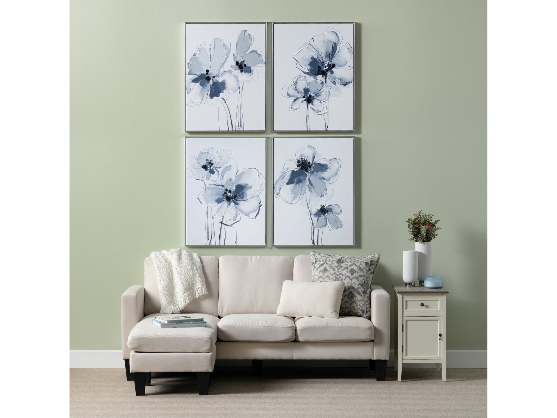 Sultry Florals Blue/White Canvas - Ornate Home