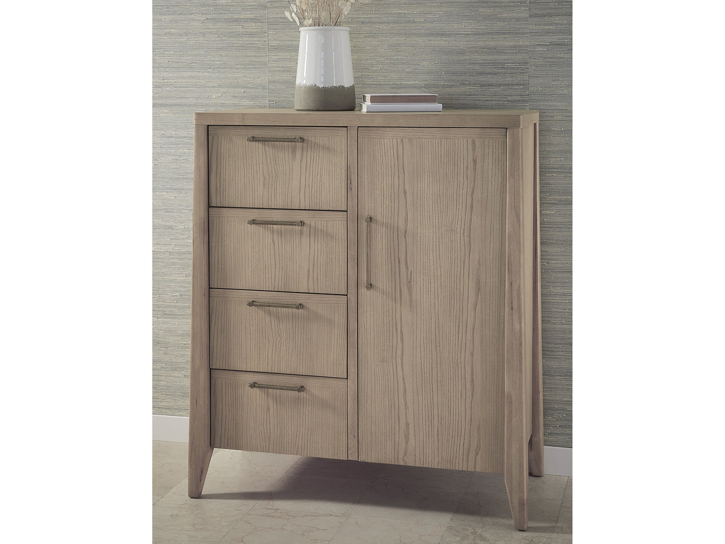 Sumire Ginger Four Drawer One Door Ash Wood Chest - Ornate Home