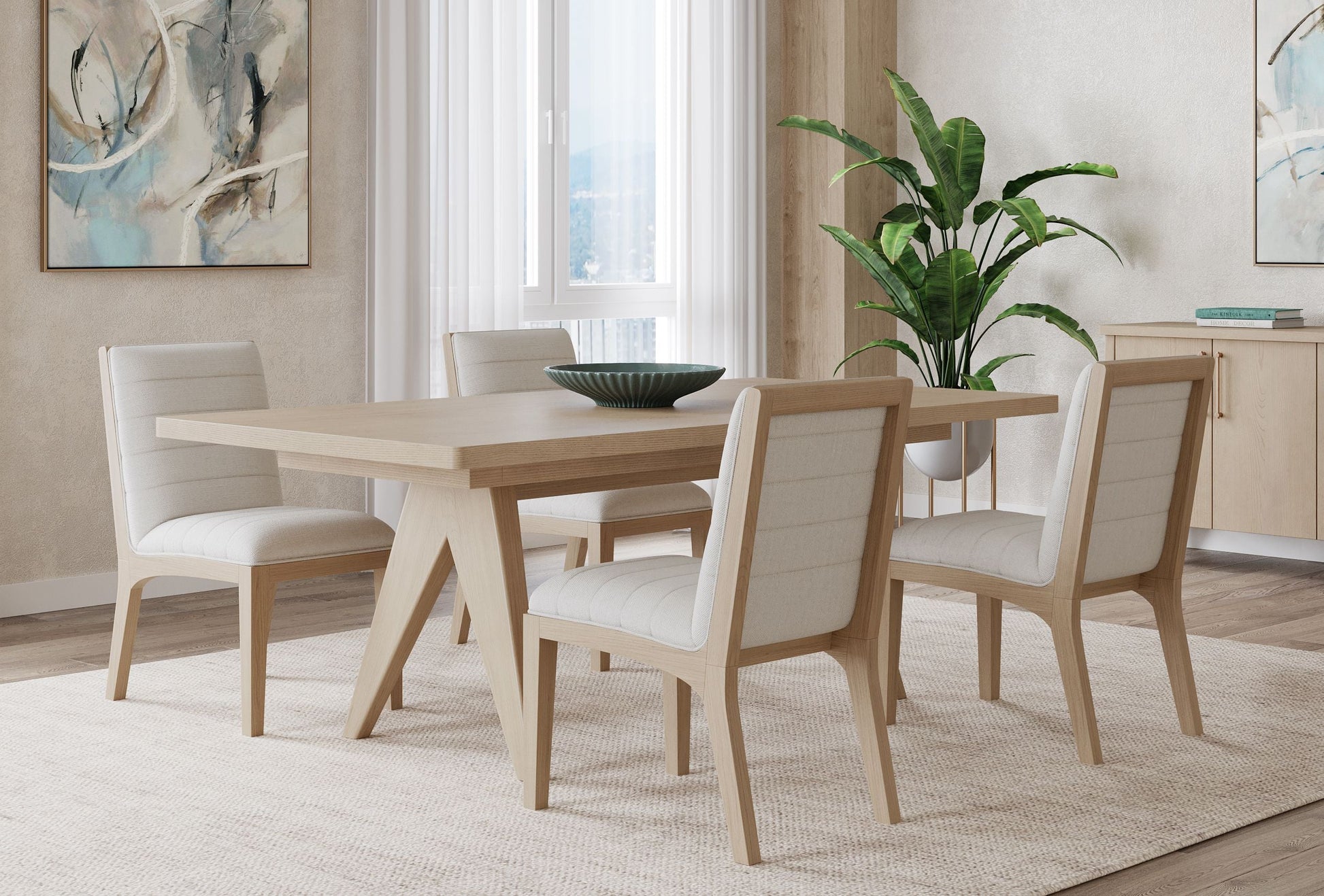 Sumire Ginger and Natural Linen Solid Wood Dining Chair (Set of 2) - Ornate Home