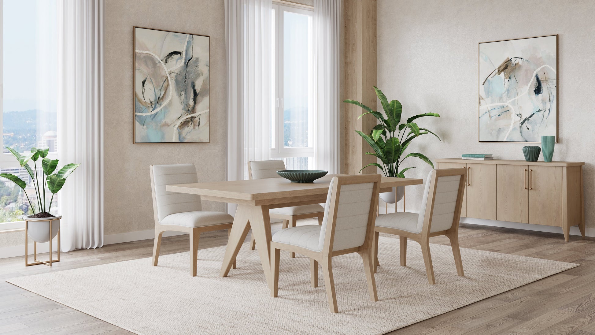 Sumire Ginger and Natural Linen Solid Wood Dining Chair (Set of 2) - Ornate Home