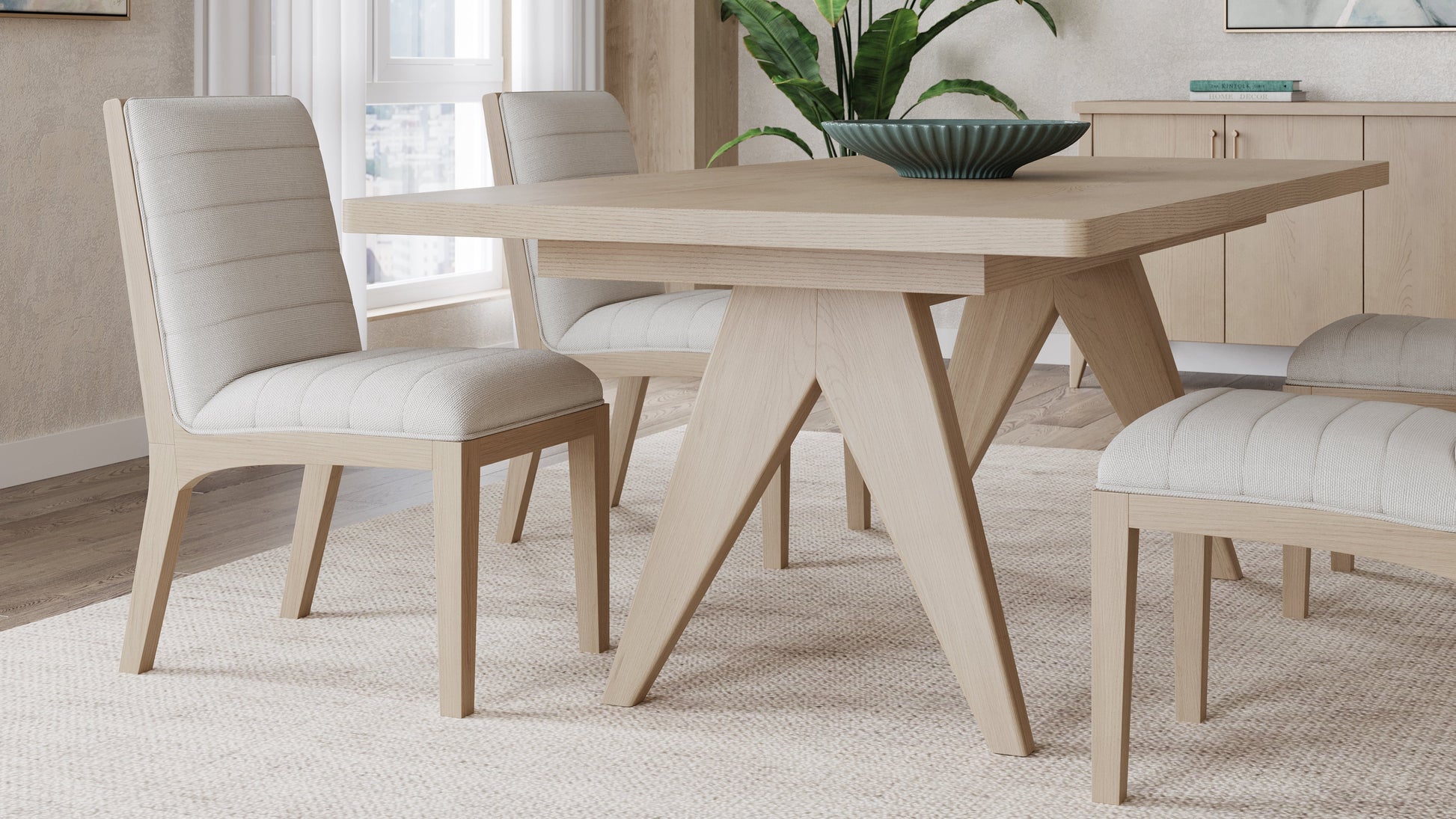 Sumire Ginger and Natural Linen Solid Wood Dining Chair (Set of 2) - Ornate Home