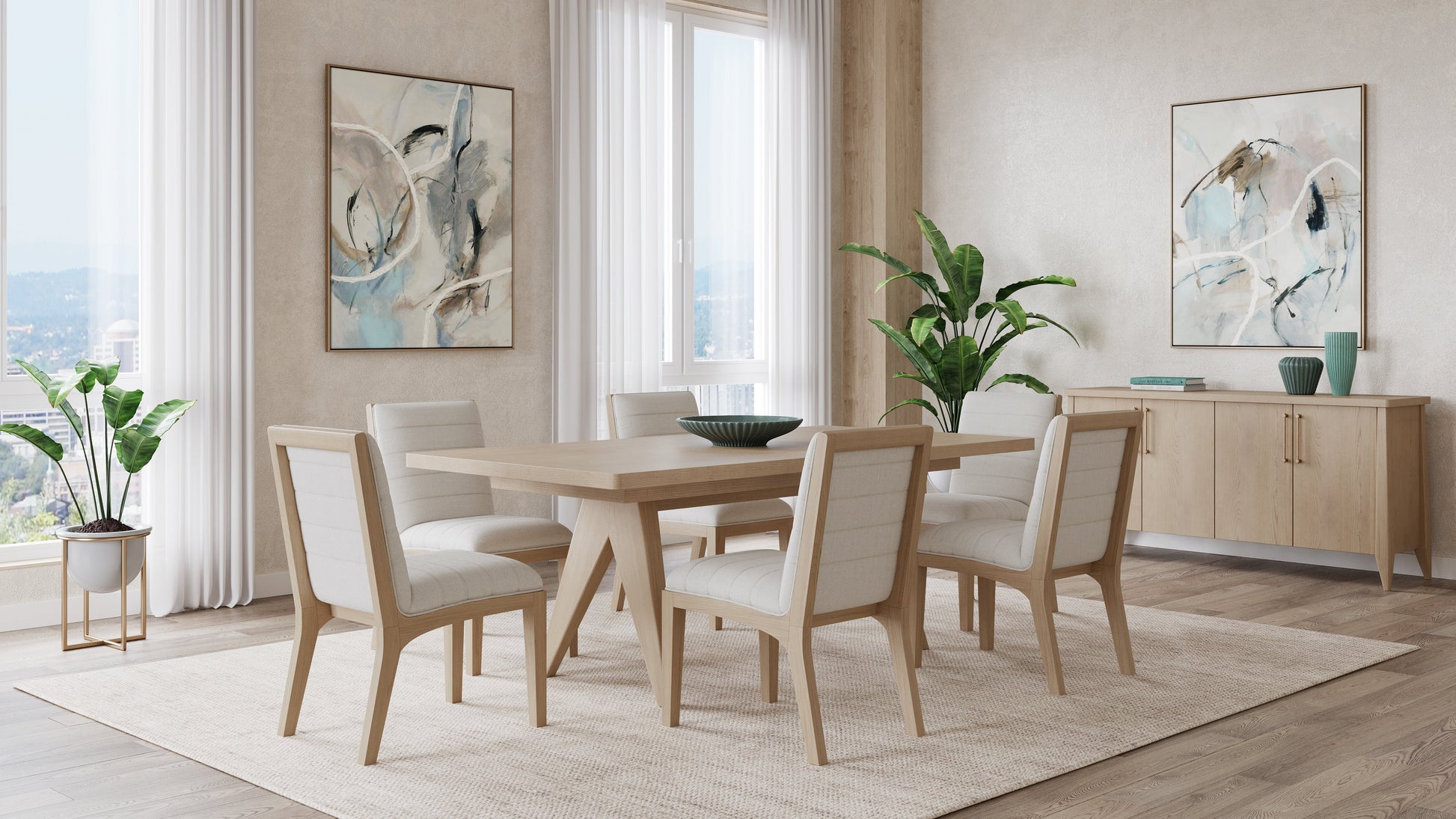 Sumire Ginger and Natural Linen Solid Wood Dining Chair (Set of 2) - Ornate Home