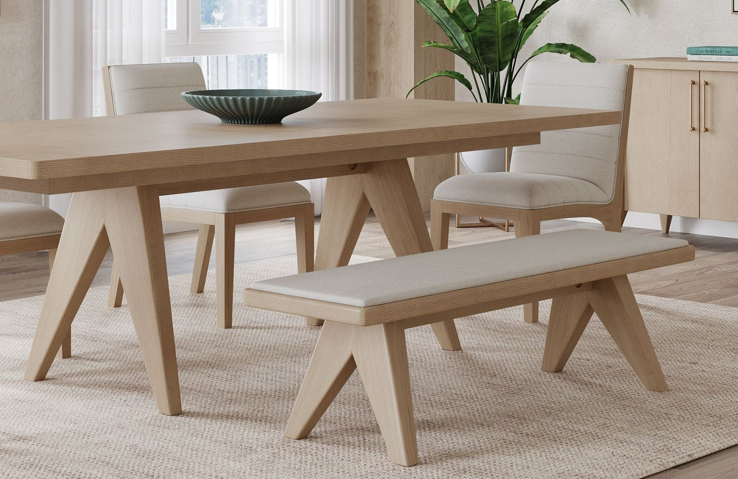 Sumire Upholstered Bench in Ginger and Natural Linen - Ornate Home