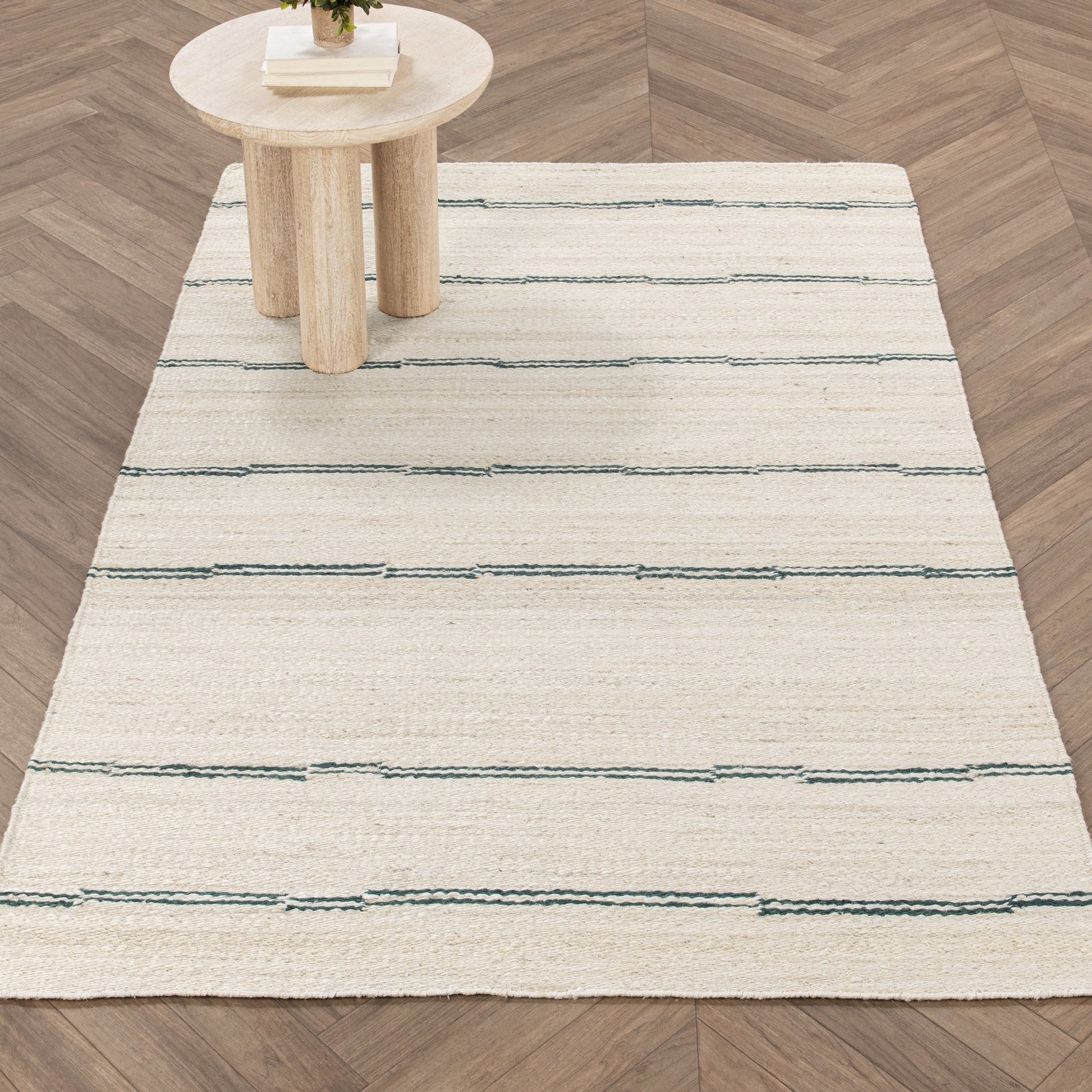 Sunderland Jute Ivory/Dark Blue Stripe Rug - Ornate Home