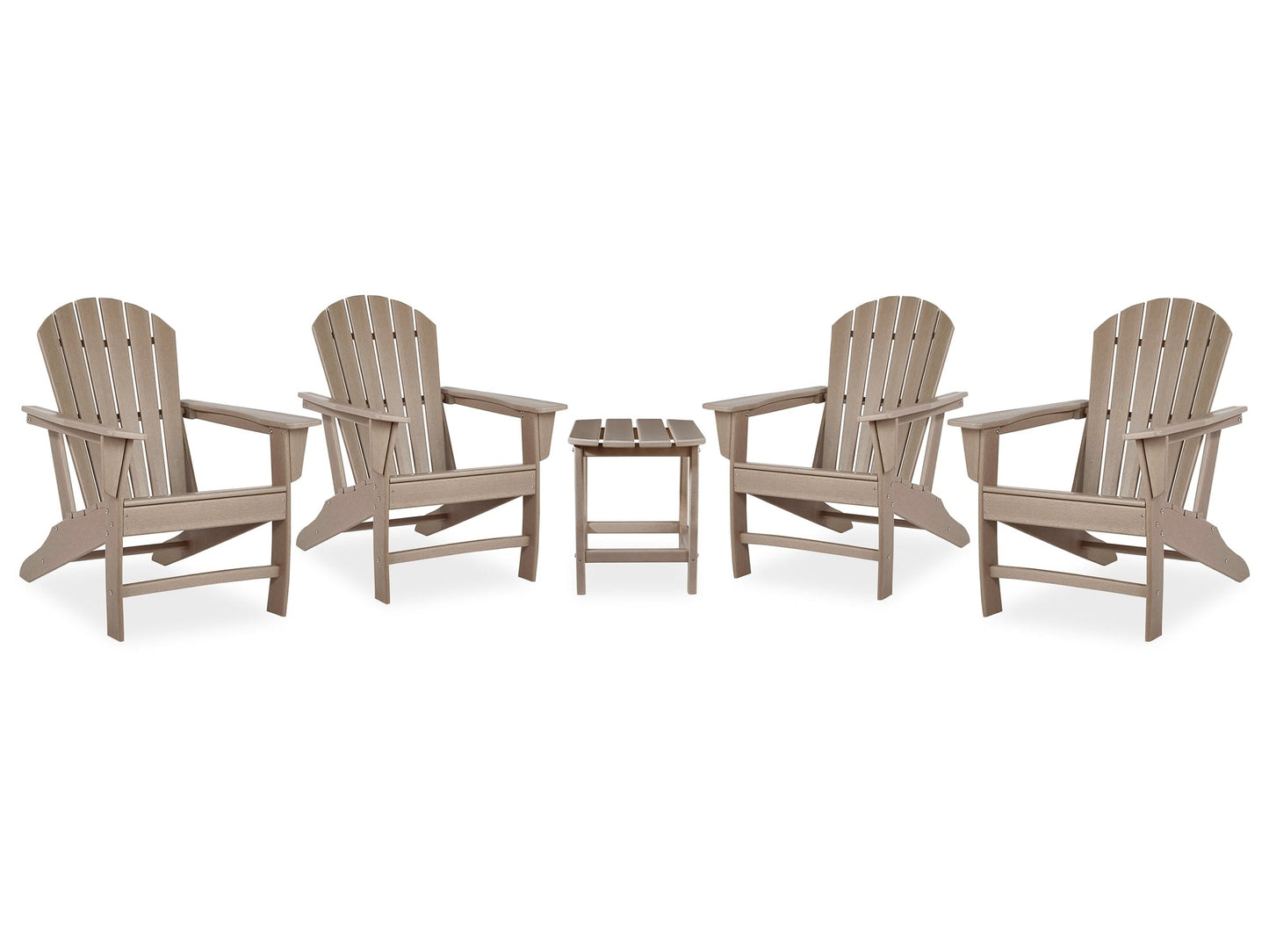 Sundown Treasure Driftwood 4 Adirondack Chairs & Outdoor End Table- Viva Furn