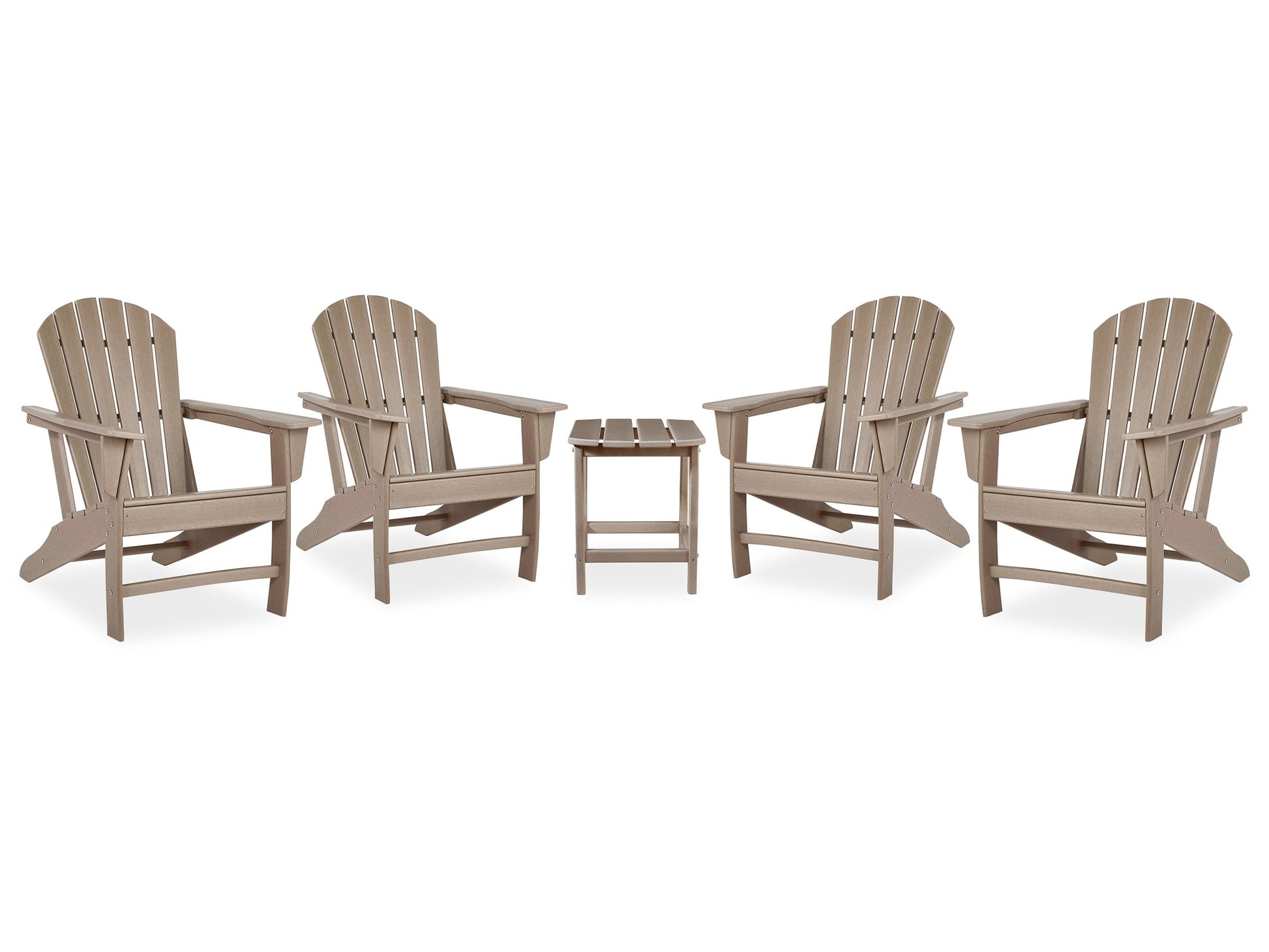 Sundown Treasure Driftwood 4 Adirondack Chairs & Outdoor End Table- Viva Furn