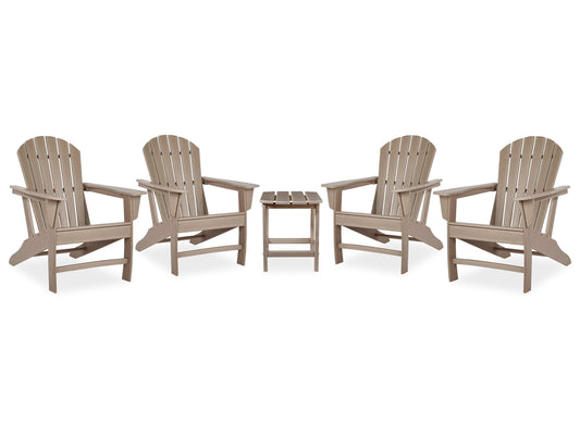 Sundown Treasure Driftwood 4 Adirondack Chairs & Outdoor End Table- Viva Furn