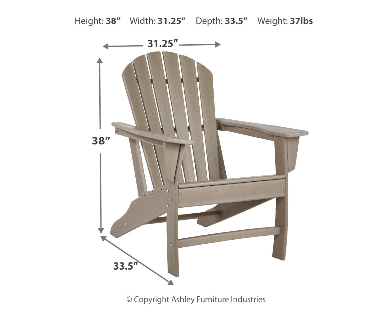 Sundown Treasure Driftwood 4 Adirondack Chairs & Outdoor End Table- Viva Furn