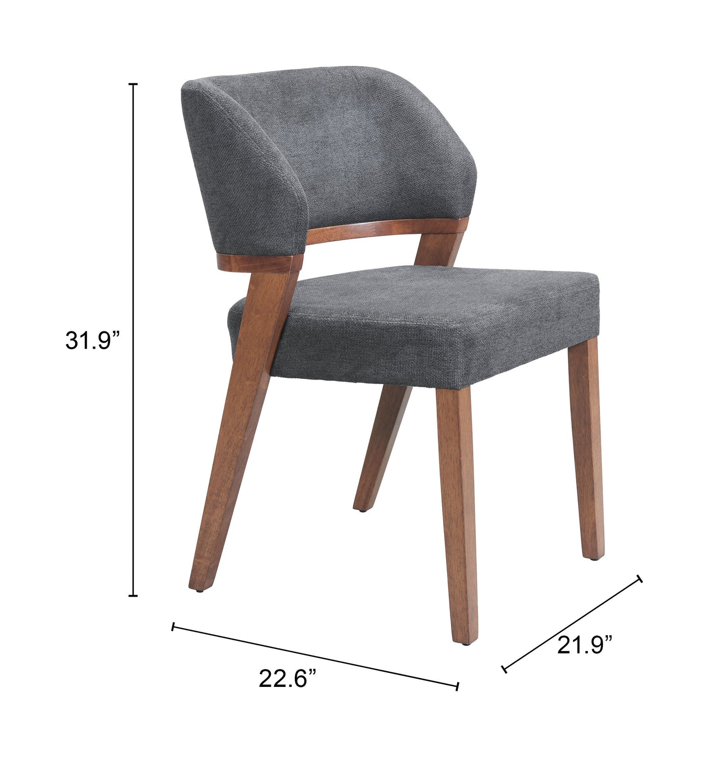 Sunobu Azure Gray & Walnut Dining Chair (Set of 2) - Ornate Home