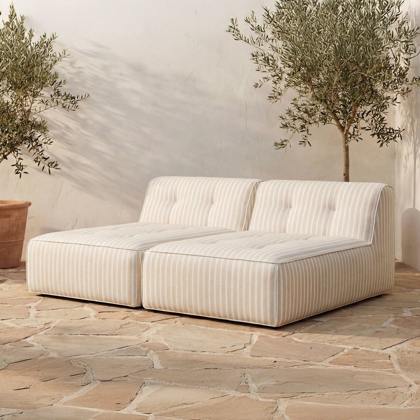 Sunseeker Brown Stripe 2 Piece Outdoor Sun Lounger - Ornate Home