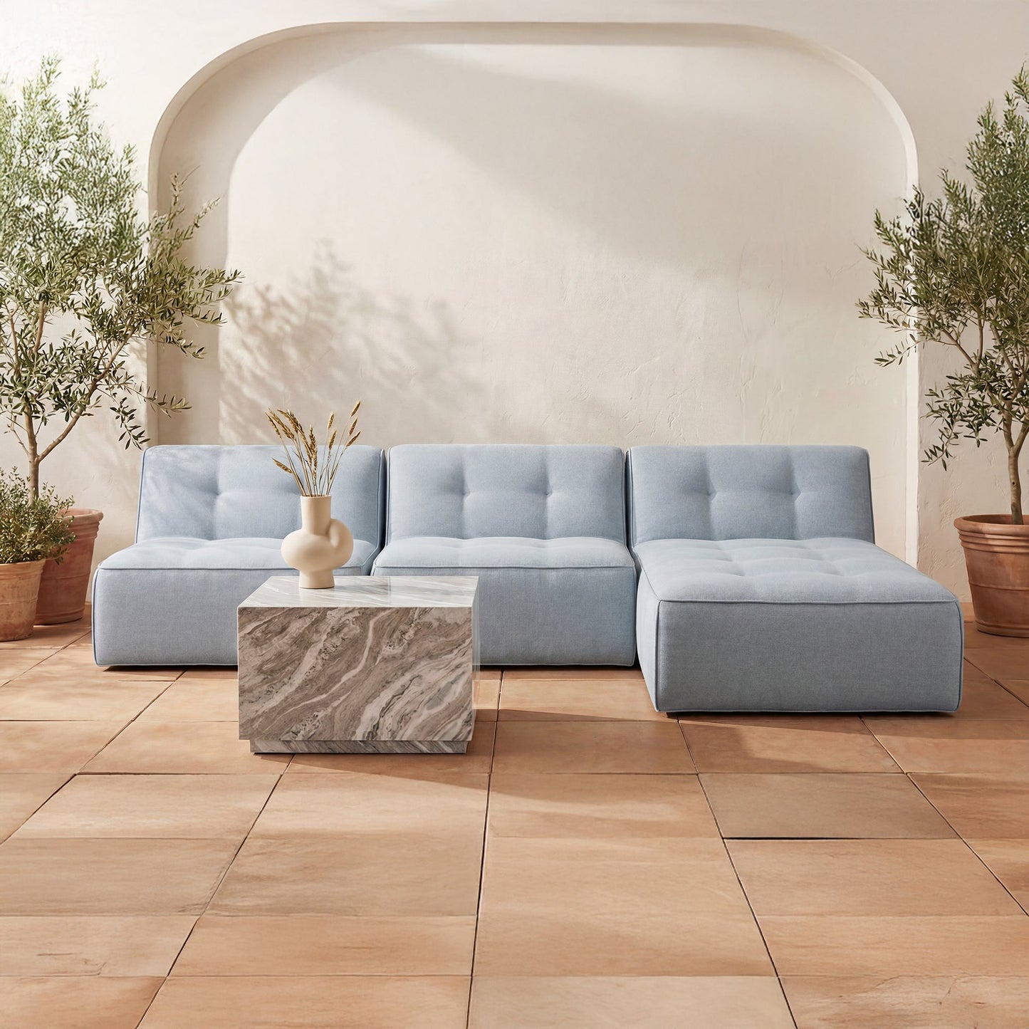 Sunseeker Light Blue Outdoor Chaise - Ornate Home
