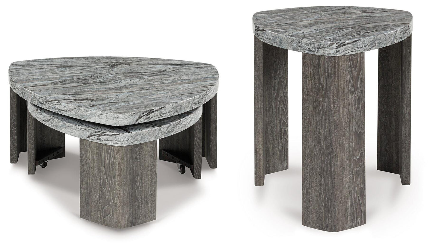 Surmour Gray/Brown Coffee Table and End Table- Viva Furn