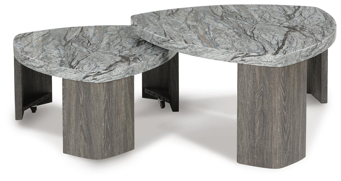 Surmour Gray/Brown Coffee Table and End Table- Viva Furn
