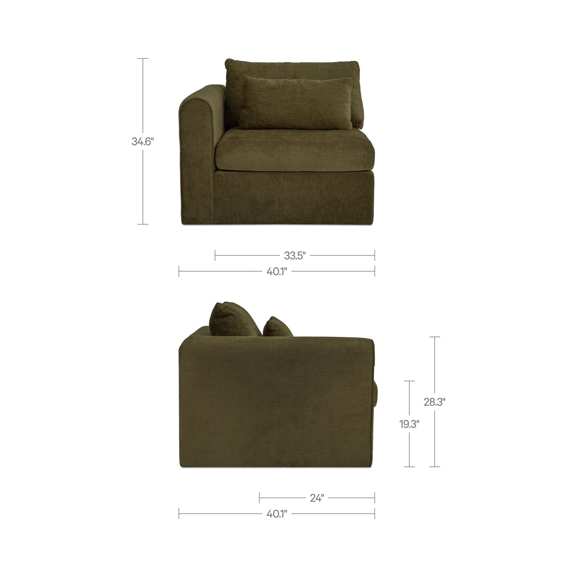 Swift Dark Green Left Arm Facing Chair - Ornate Home