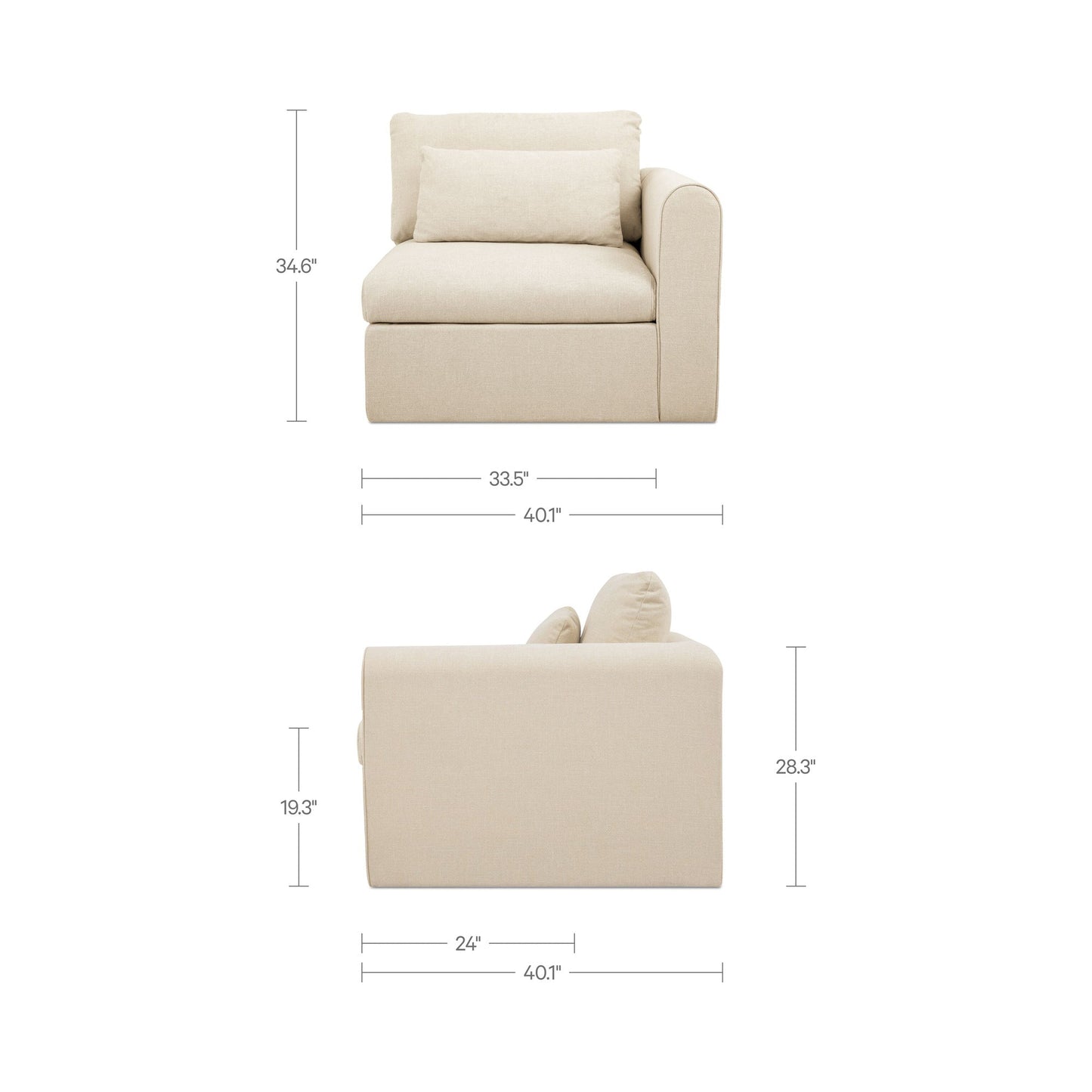 Swift Light Beige Right Arm Facing Chair - Ornate Home