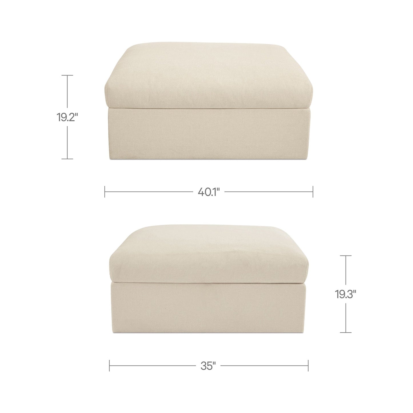 Swift Light Beige Storage Ottoman - Ornate Home