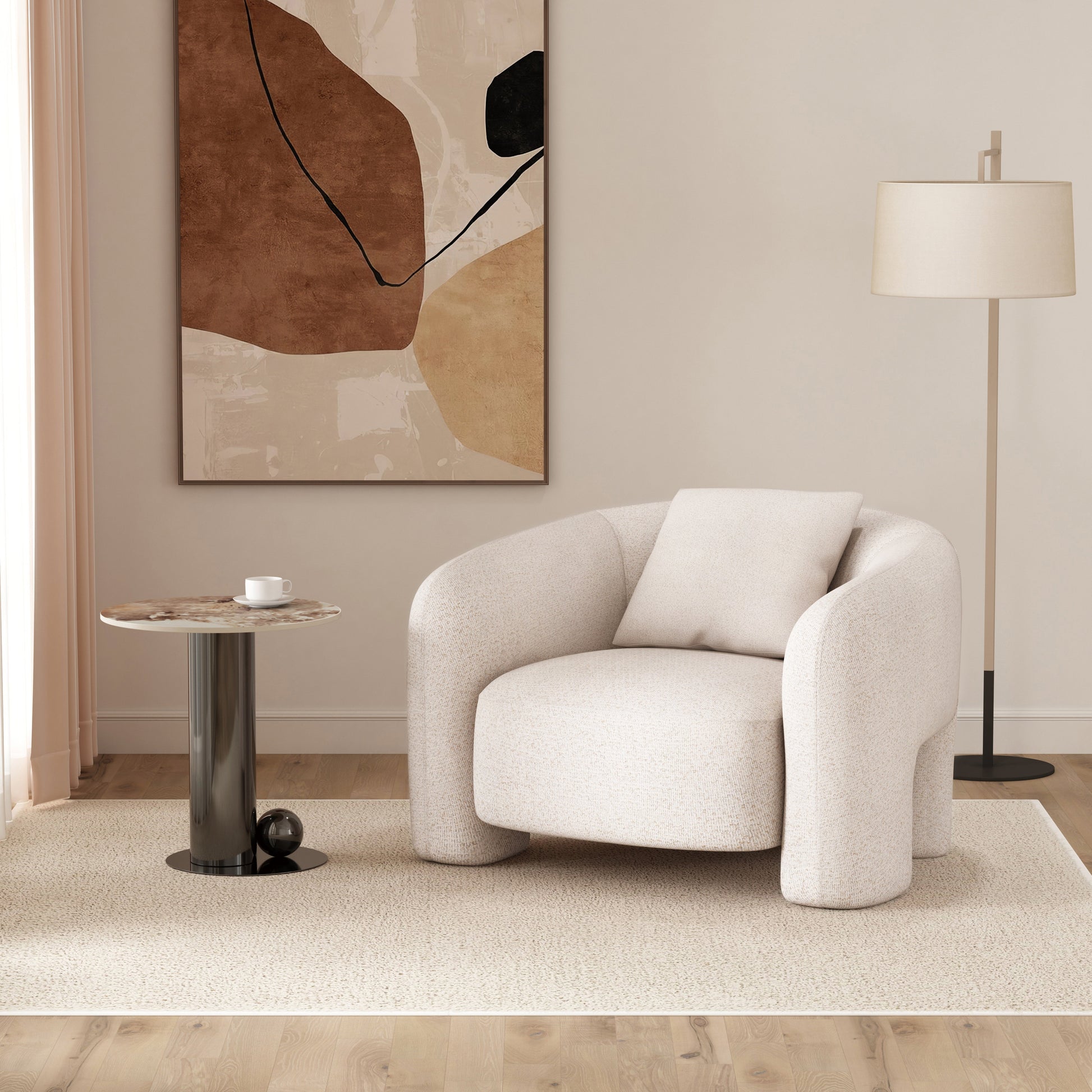Sylvia Accent Chair in Angora - Ornate Home