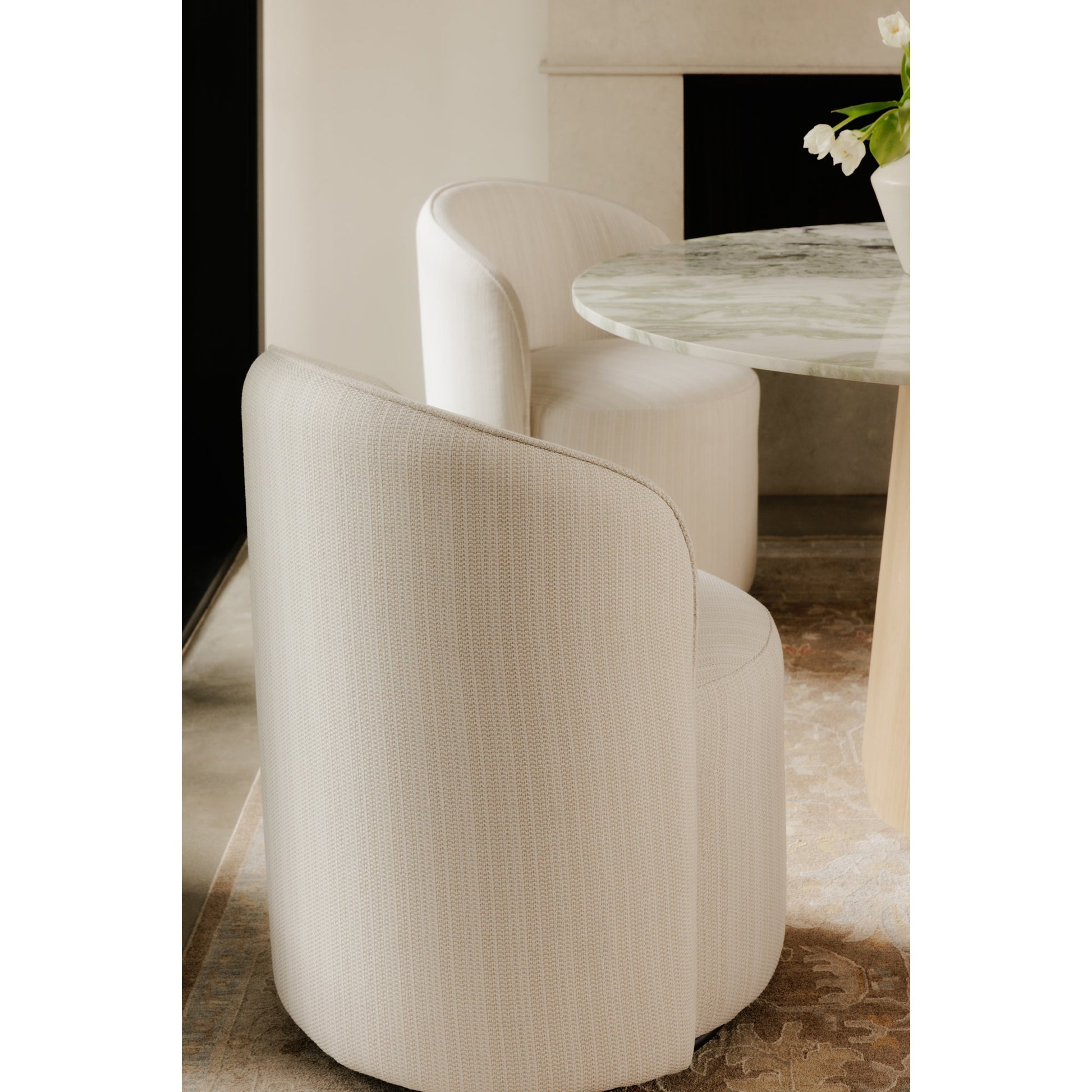 Sylvie Cream Outdoor Swivel Dining Chair - Ornate Home