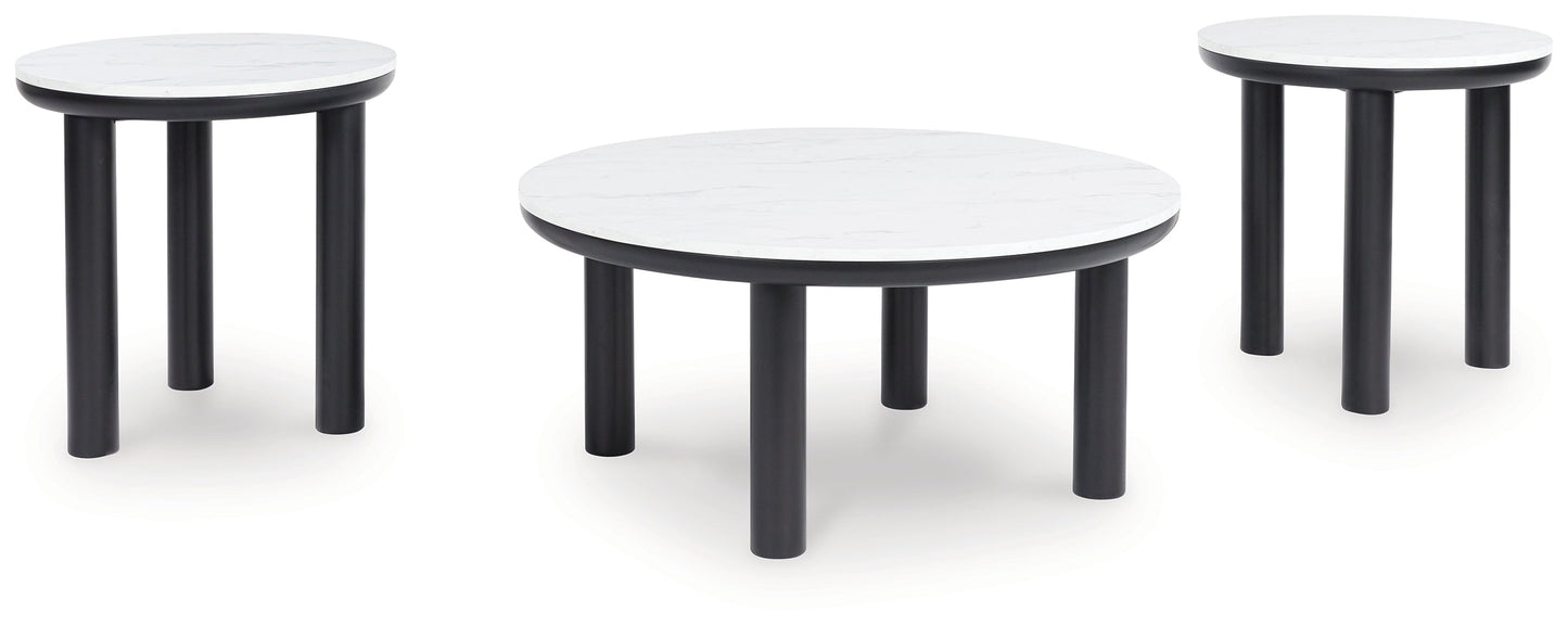 Xandrum Black/White Table (Set of 3)