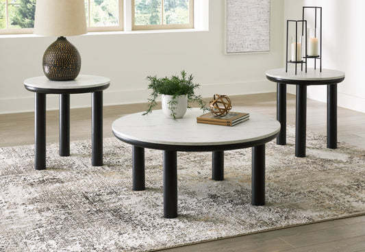 Xandrum Black/White Table (Set of 3)