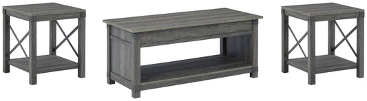Freedan Grayish Brown Coffee Table and 2 End Tables