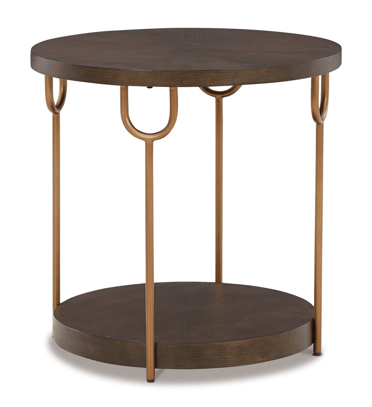 Brazburn Dark Brown & Gold Finish End Table