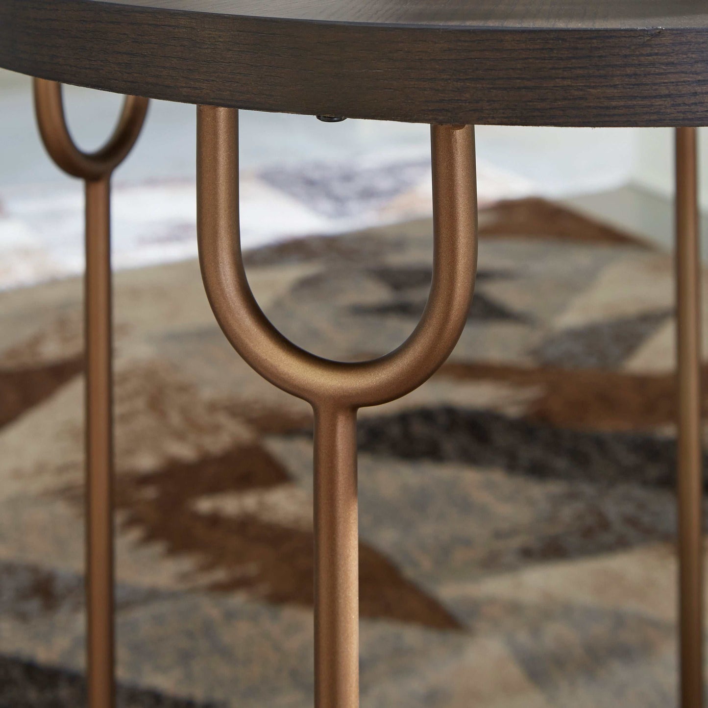 Brazburn Dark Brown & Gold Finish End Table