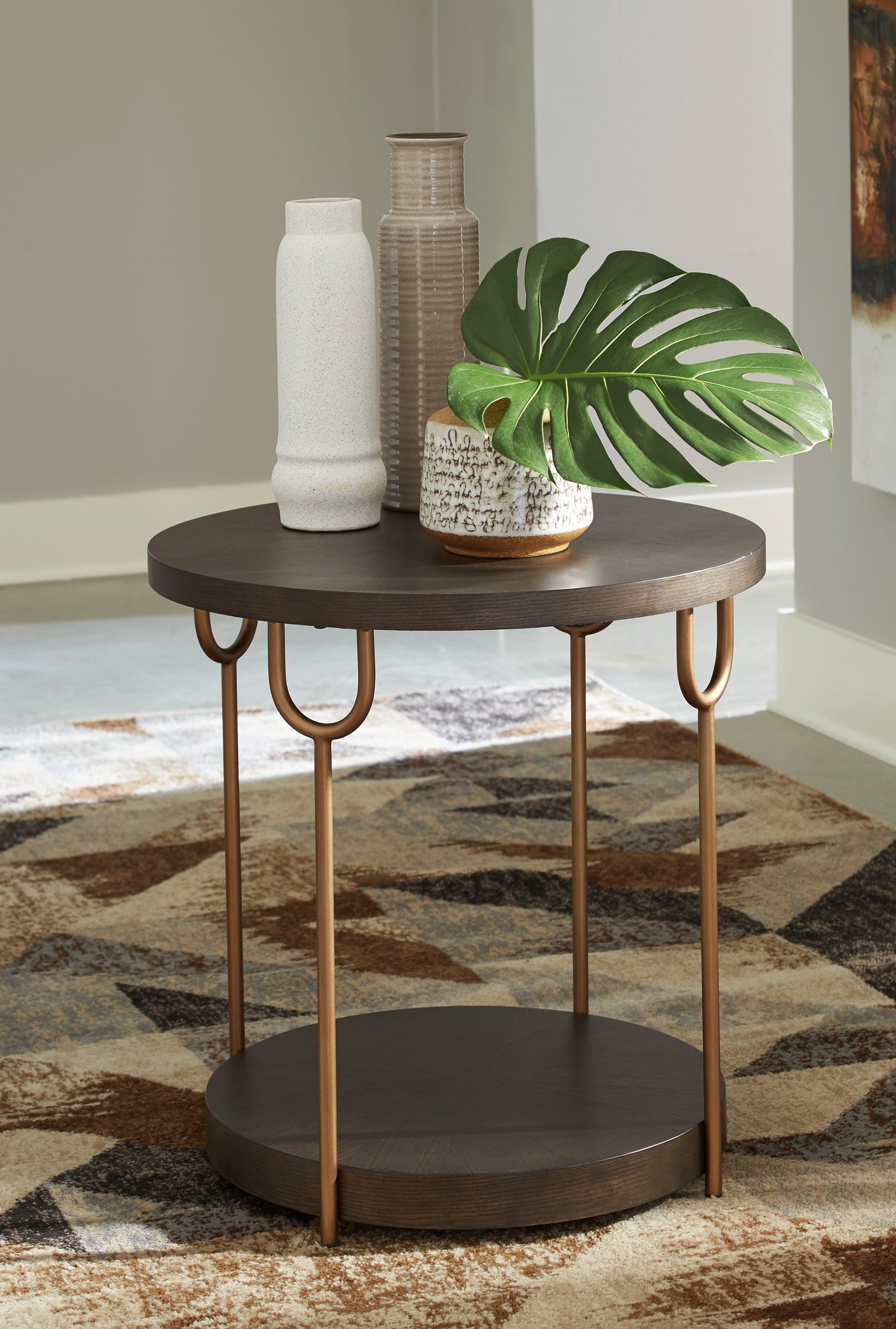 Brazburn Brown/Gold Finish Coffee Table and 2 End Tables