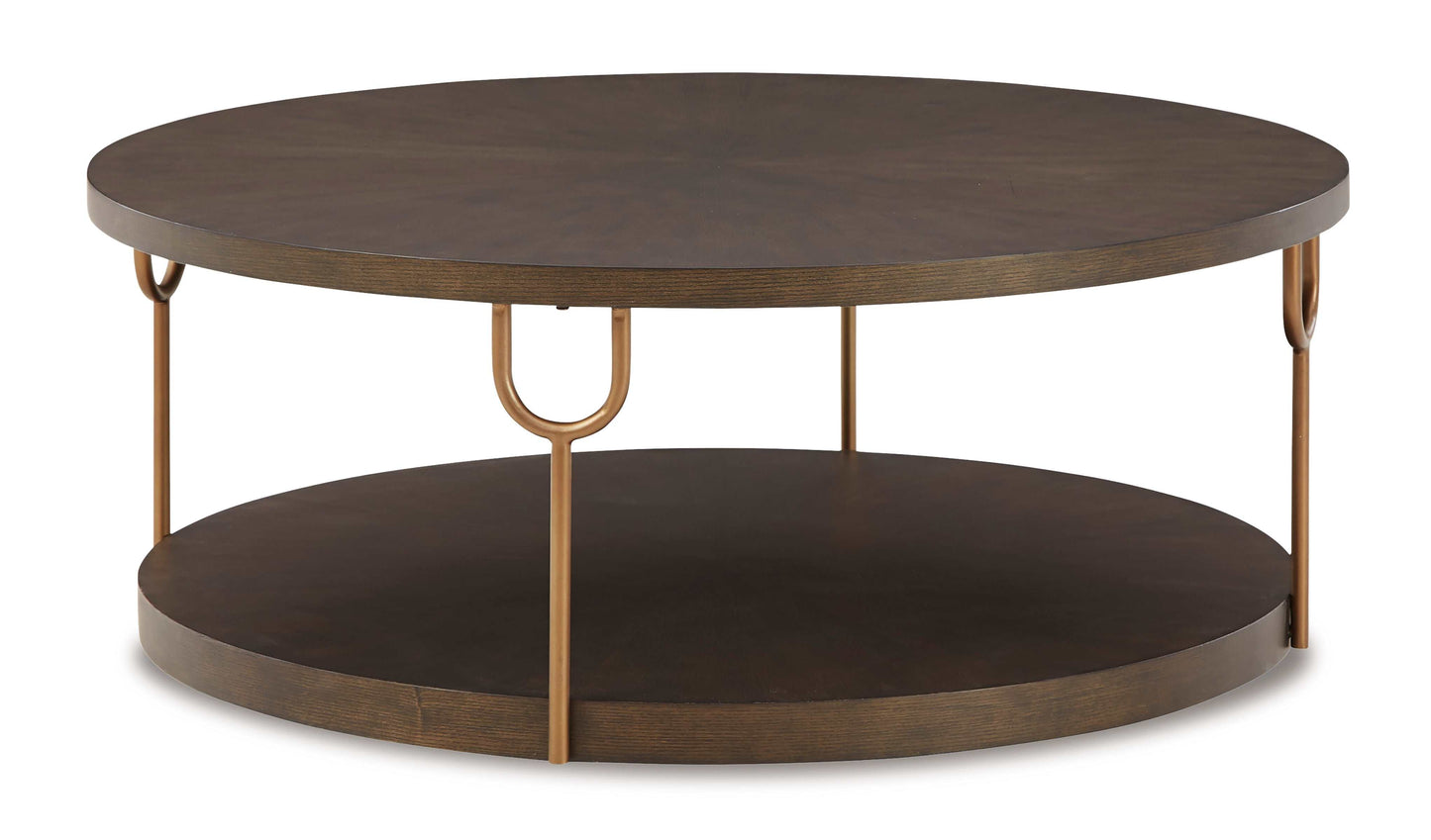 Brazburn Dark Brown & Gold Finish Coffee Table