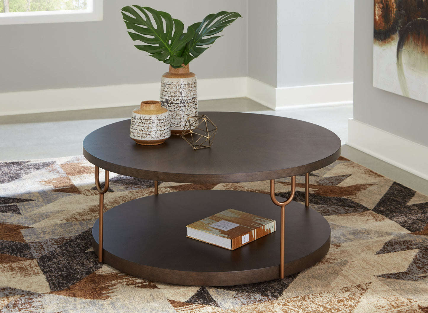 Brazburn Brown/Gold Finish Coffee Table and 2 End Tables