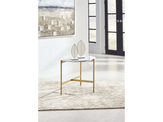 Wynora White & Gold Chairside End Table