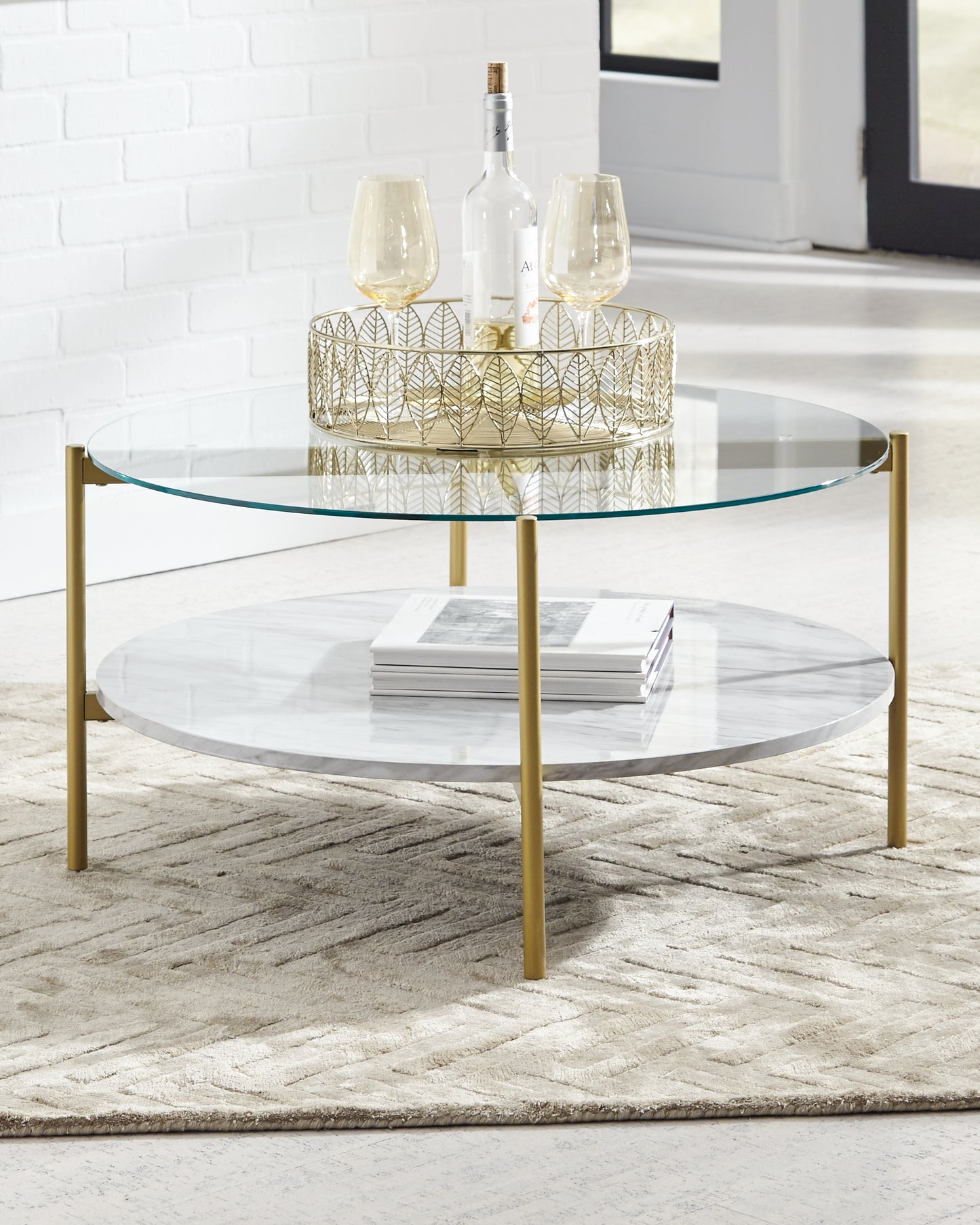 Wynora White/Gold Coffee Table